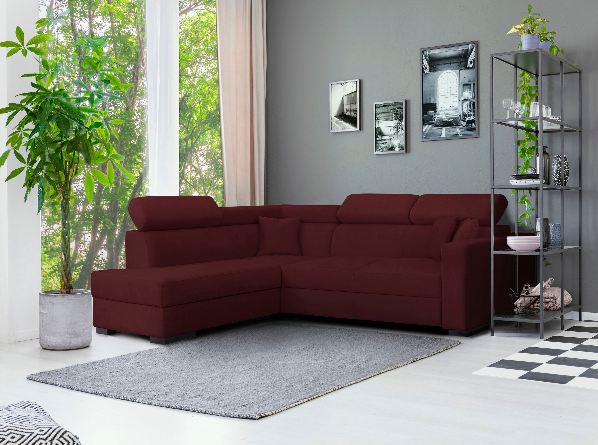 Home affaire Ecksofa »Tulio L-Form«, wahlweise mit Bettfunktion und Bettkasten, incl. 3 Zierkissen