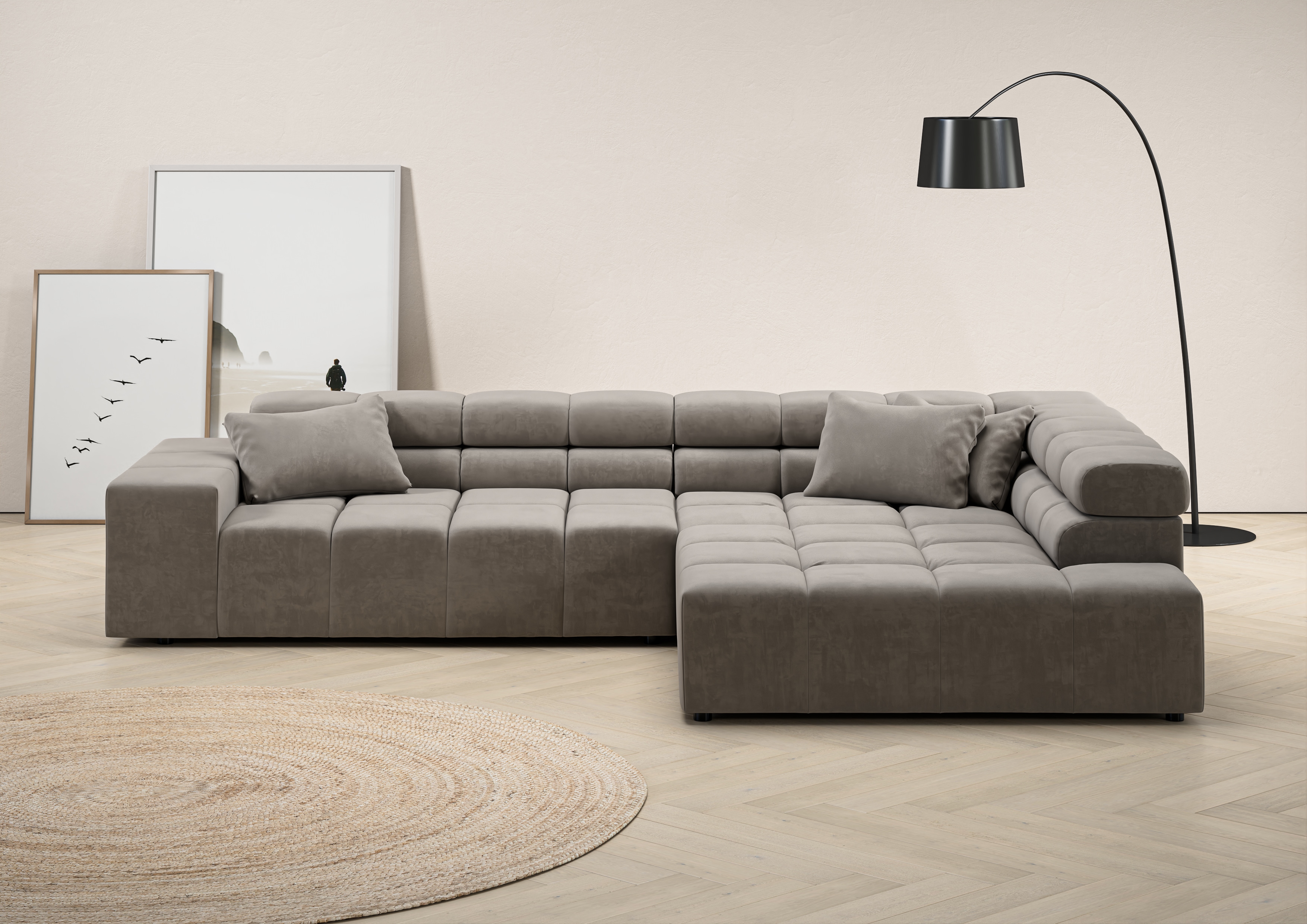 Home affaire Ecksofa "Ancona, Ecksofa, incl. Kopfteilverstellung, Breite 319 cm, L-Form" wahlweise motorische Sitztiefenverstellung, auch in Cord + Easy Care