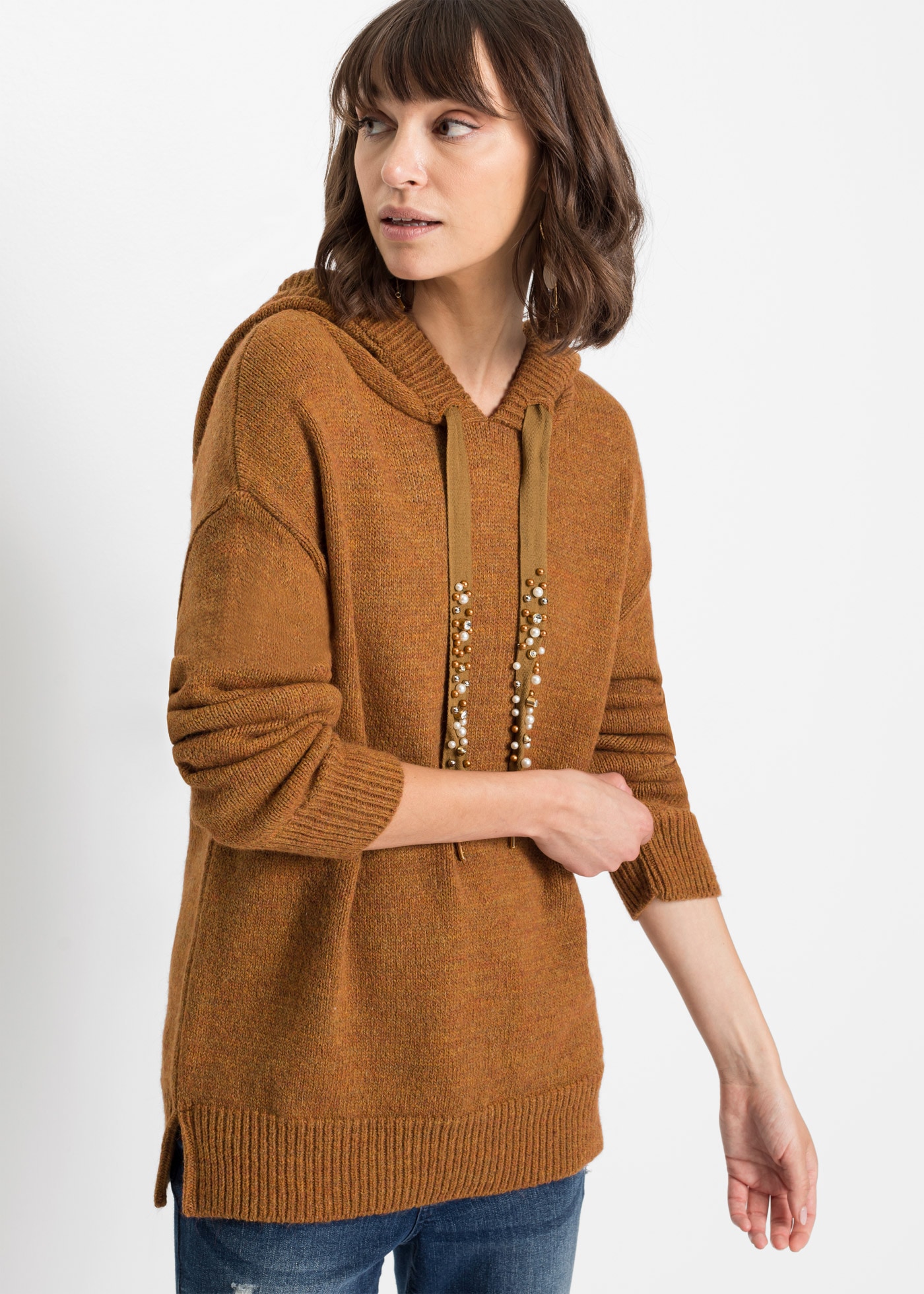 bonprix Kapuzenpullover "Oversize-Pullover" aus Polyacryl, Polyamid und Polyester, mit Kapuze, Oversize-Design