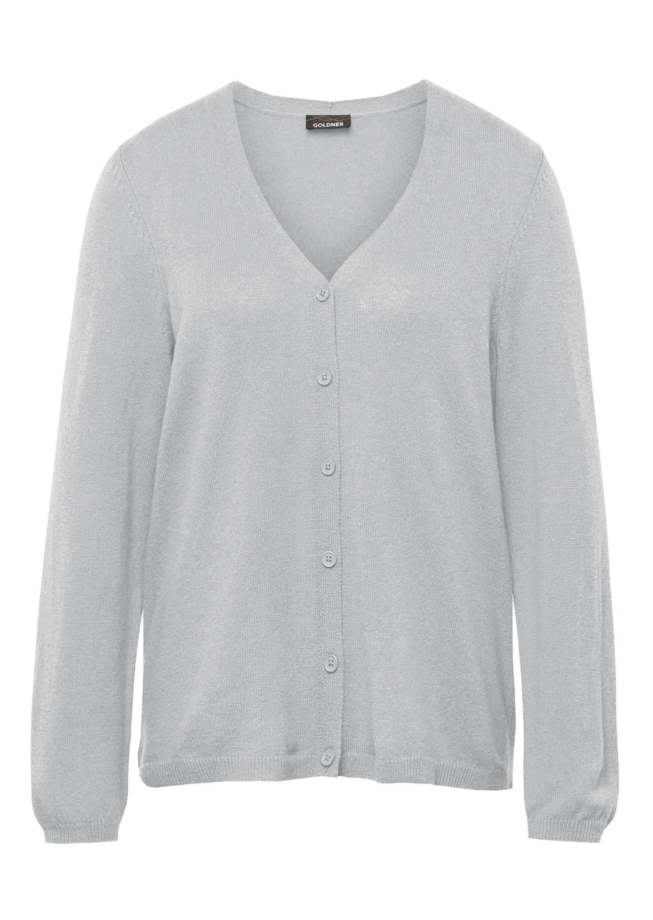 GOLDNER Strickjacke "Kurzgröße Weiche Kaschmirstrickjacke mit V-Ausschnitt" Ohne