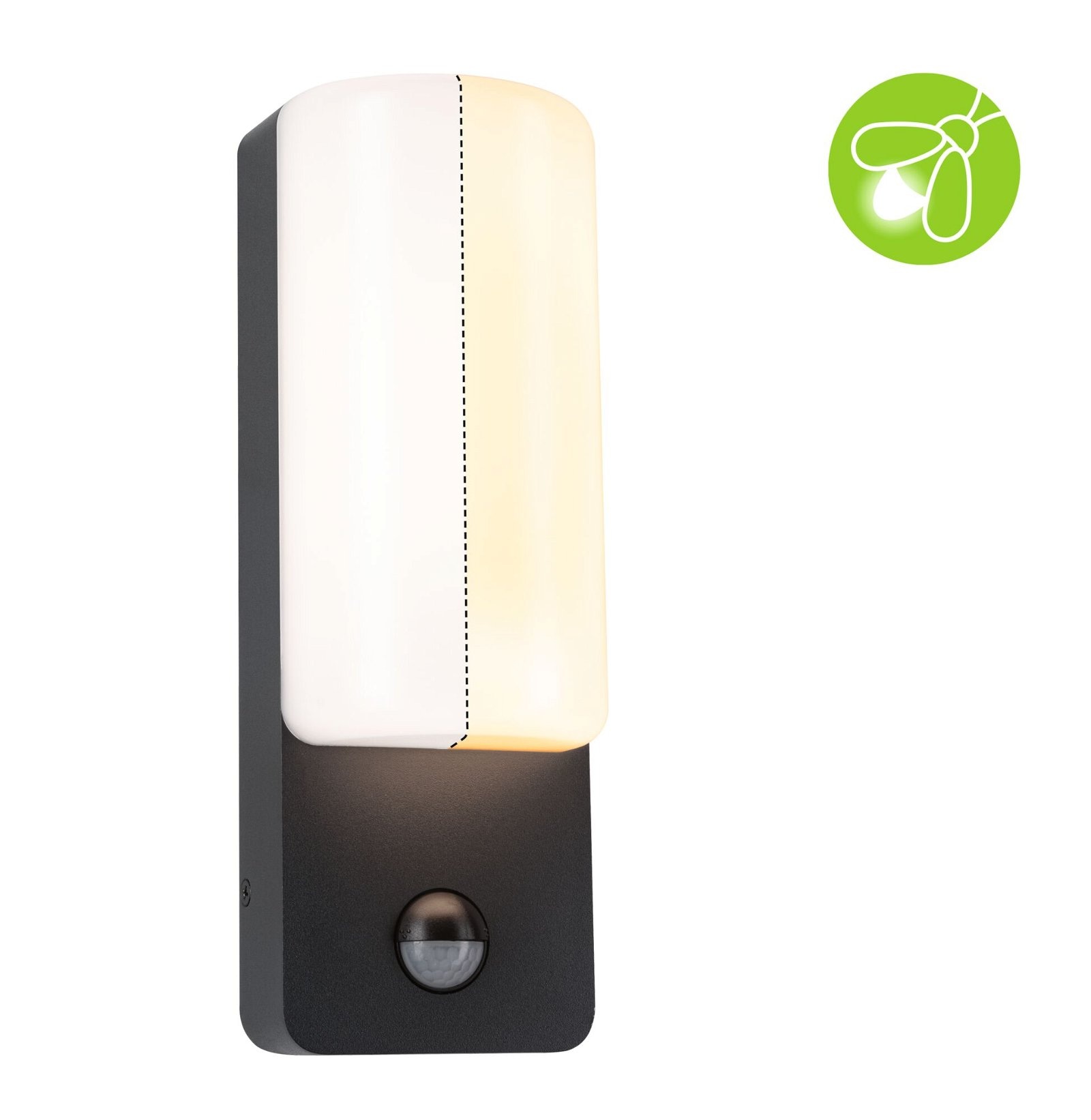 Paulmann "Bonnie IP44 93x77mm 2200 - 3000K 8,5W 560lm 230V Anthrazit Aluminium" 1 Stk. Warmweiß Bewegungsmelder insektenfreundlich und seewasserresistent
