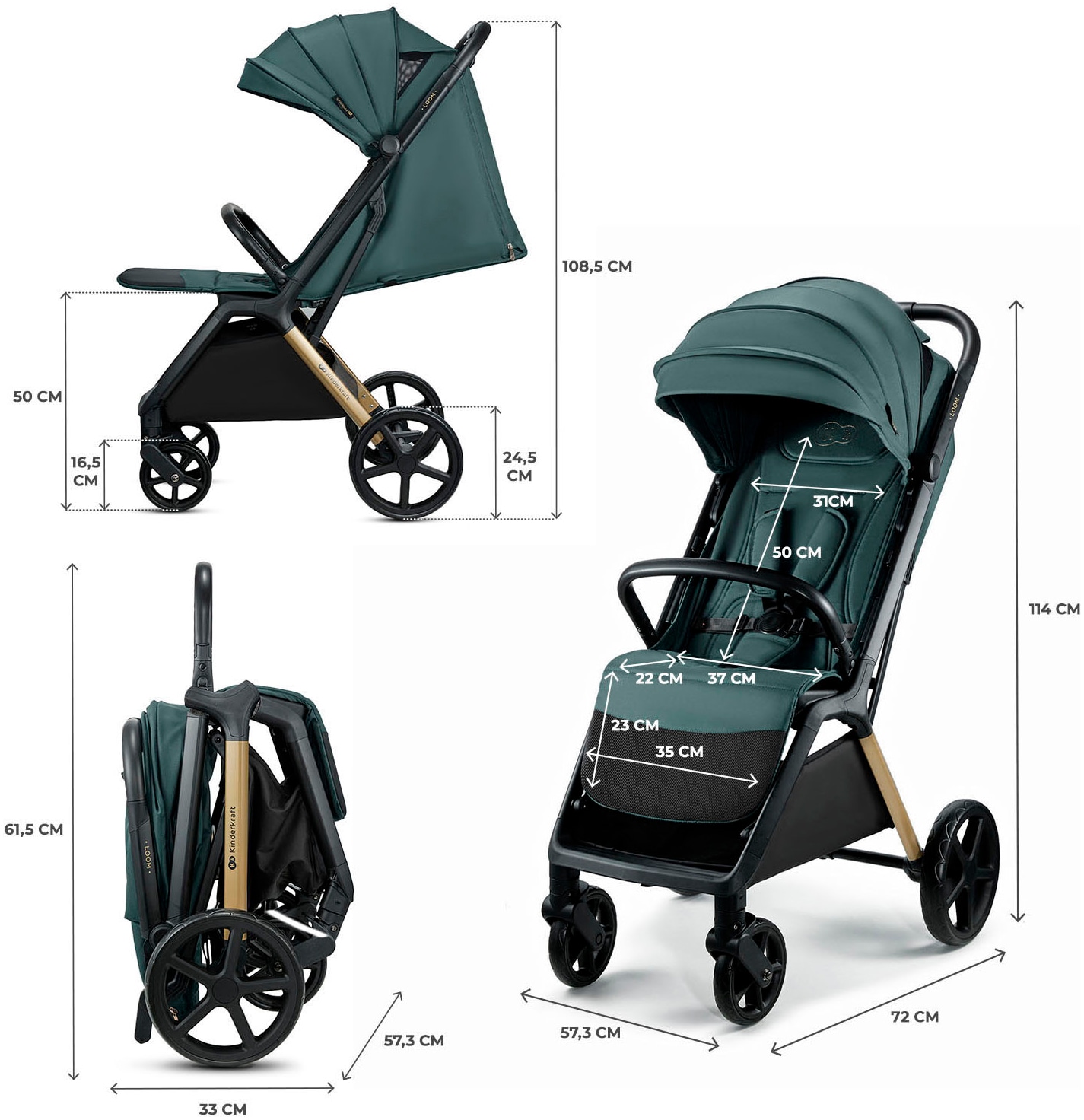 Kinderkraft Kinder-Buggy »LOOM«, 27 kg