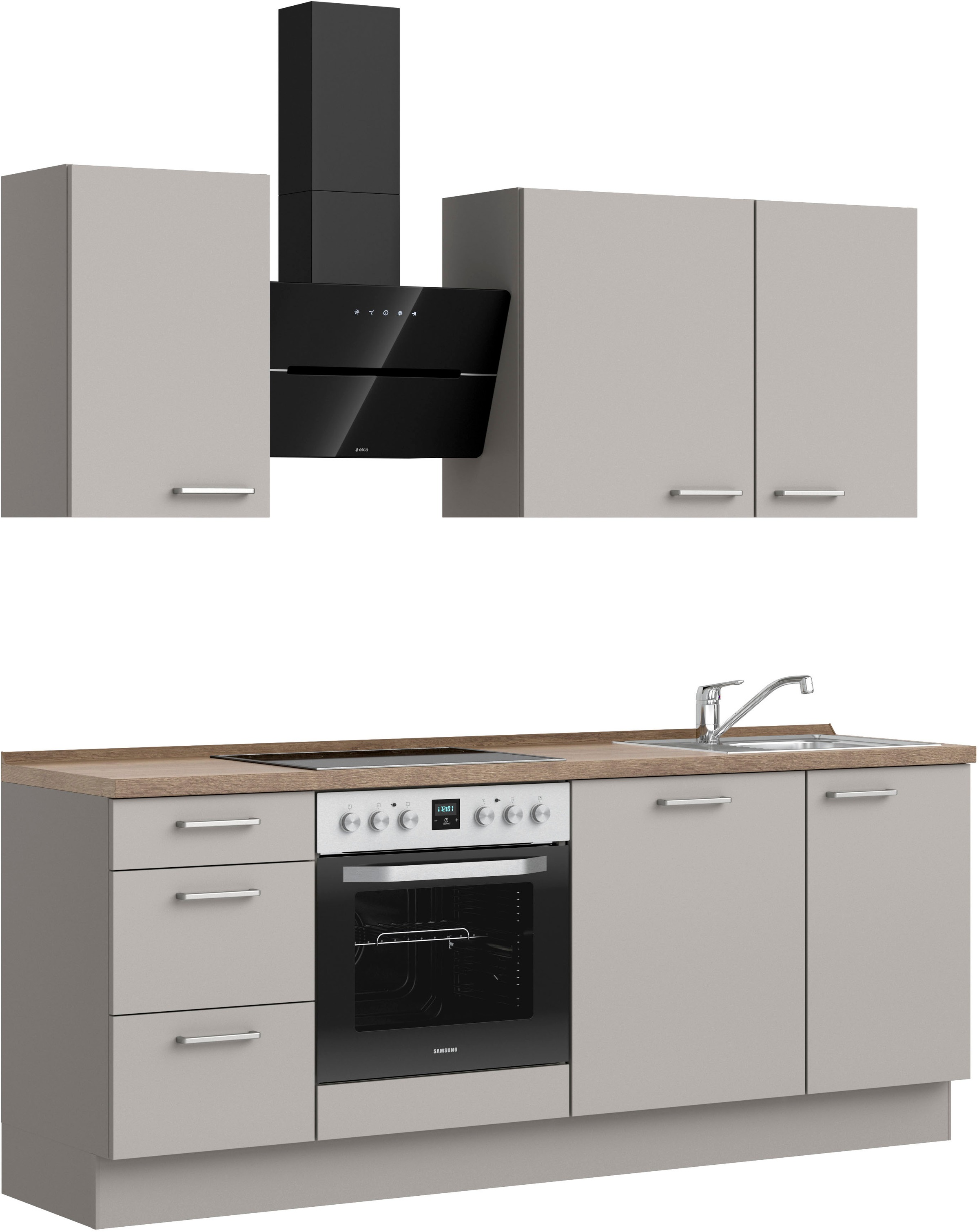 nobilia® Küchenzeile »"Touch II"«, vormontiert, Ausrichtung wählbar, Breite 210 cm, wahlw. mit E-Geräten