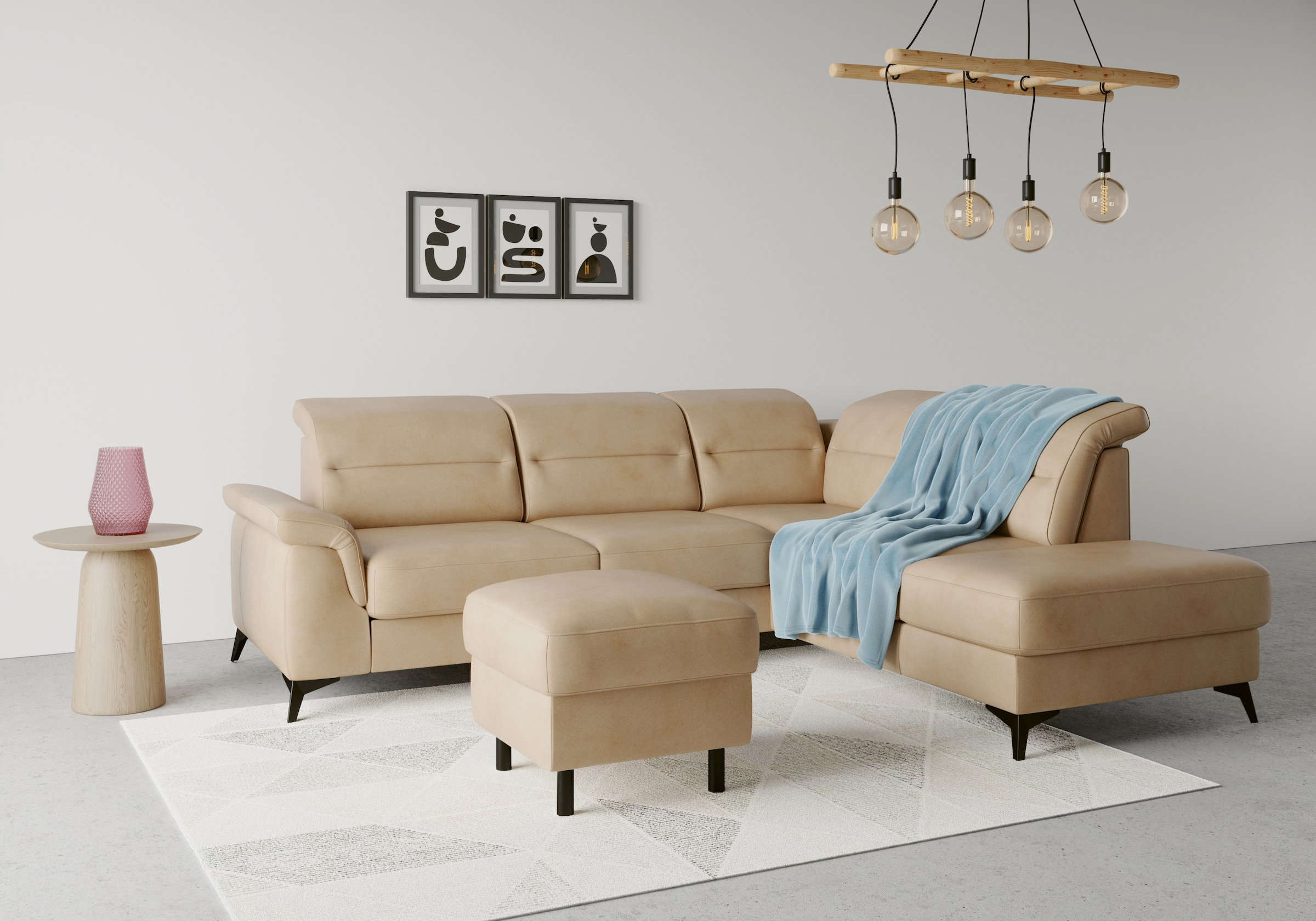 sit&more Ecksofa »Sinatra L-Form« mit Ottomane, optional mit Kopfteilverstellung und Armteilfunktion