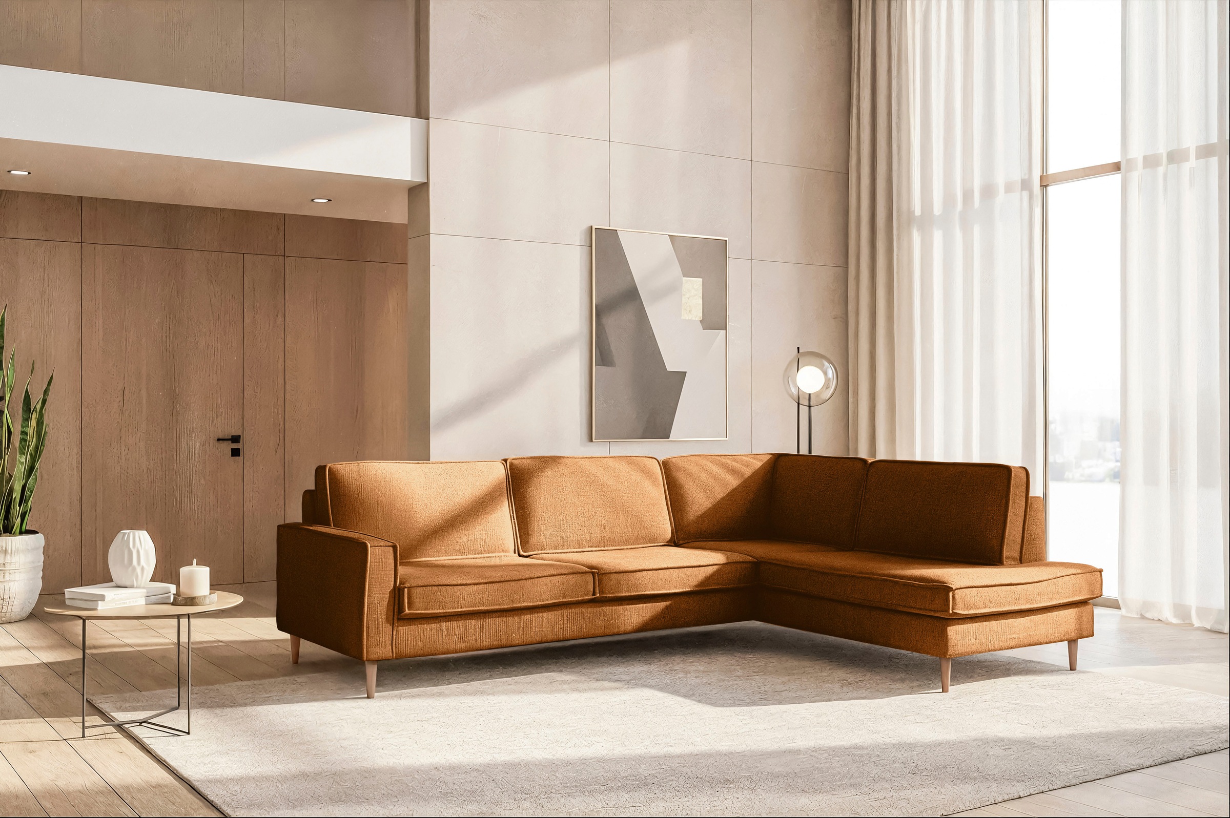 Home affaire Ecksofa "Pinto Skandi, 290 cm, Chenille, Struktur, Ottomane li günstig online kaufen