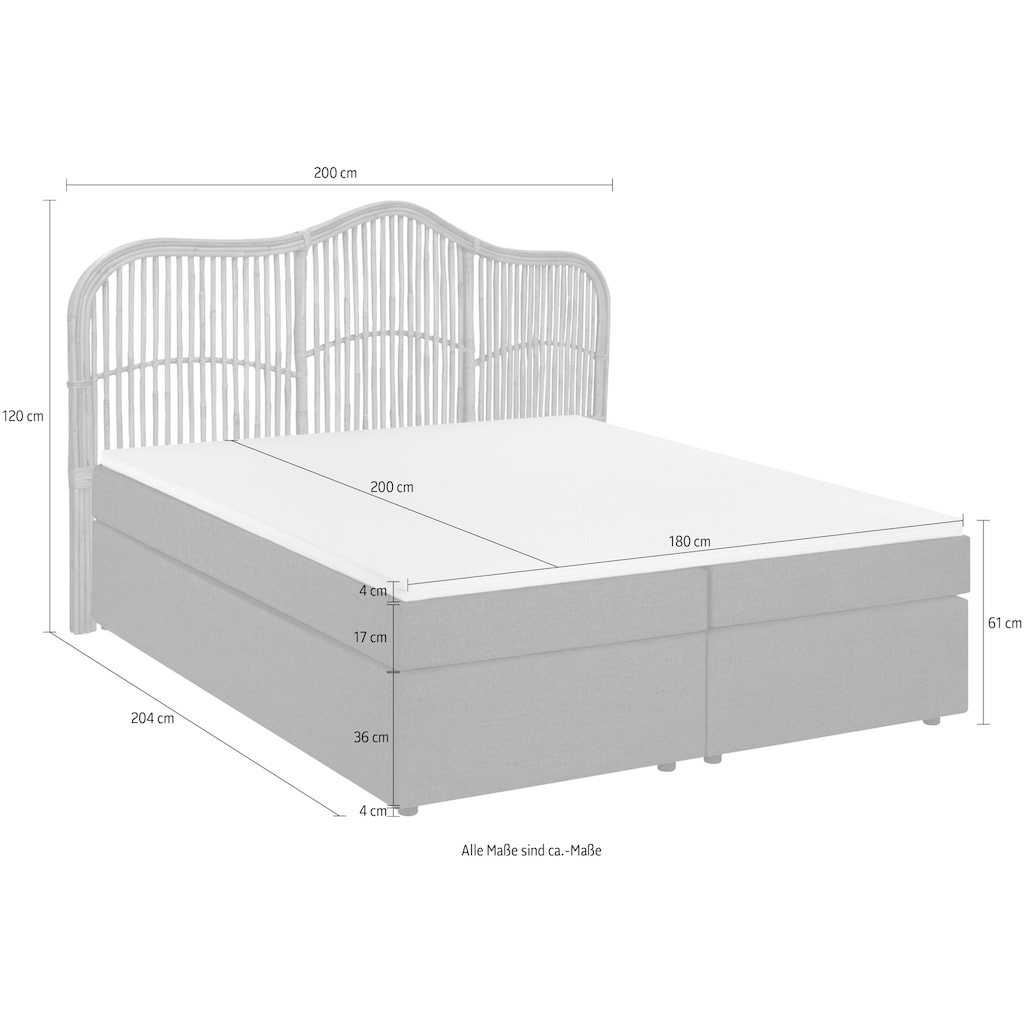 SIT Boxspringbett, Mit Rattan-Kopfteil