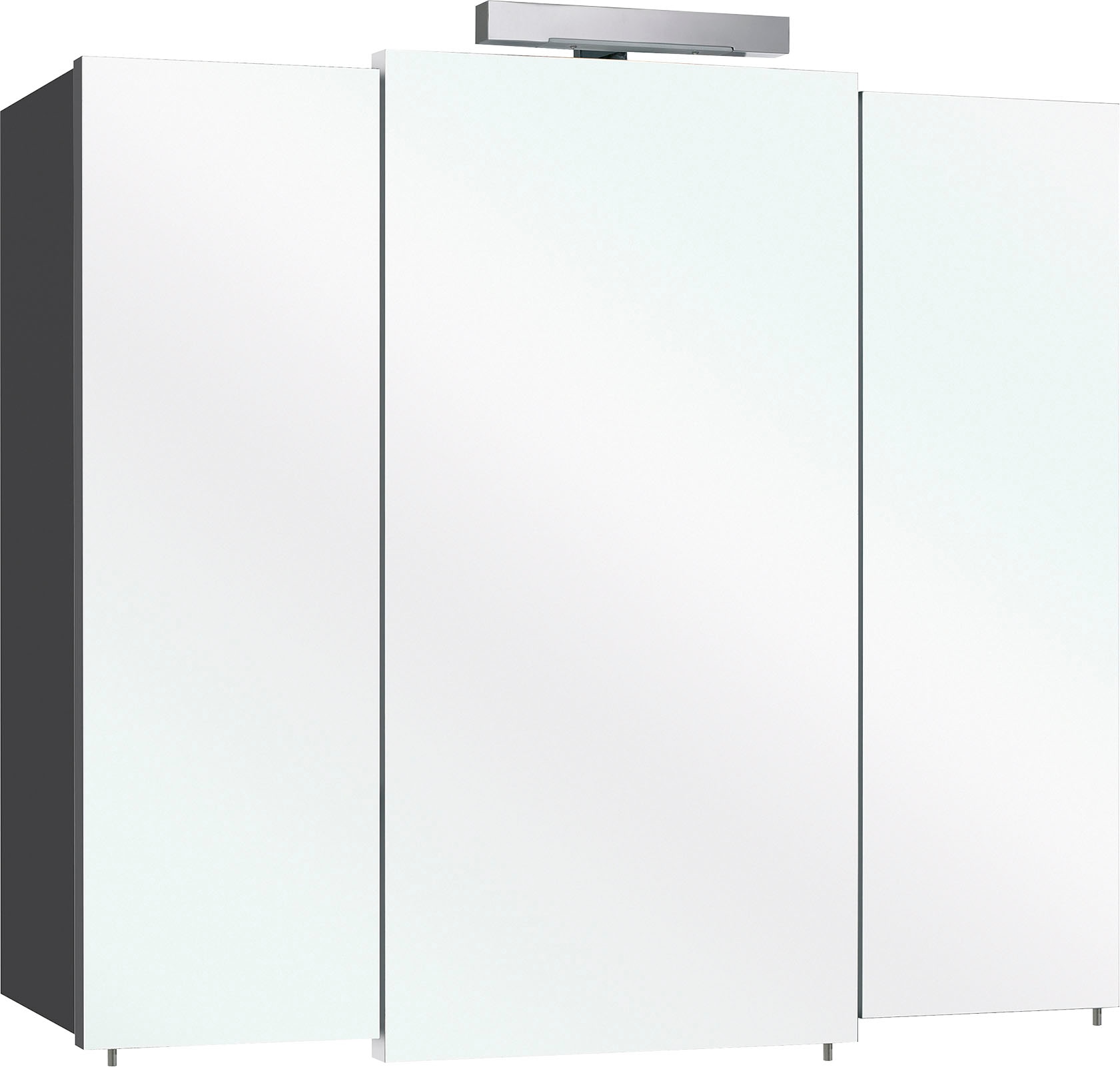 Saphir Spiegelschrank »Quickset 311 Badschrank, 3 Spiegeltüren, 6 Einlegeböden, 83 cm breit«, inkl. LED-Beleuchtung, Türdämpfer, Schalter-/Steckdosenkombination