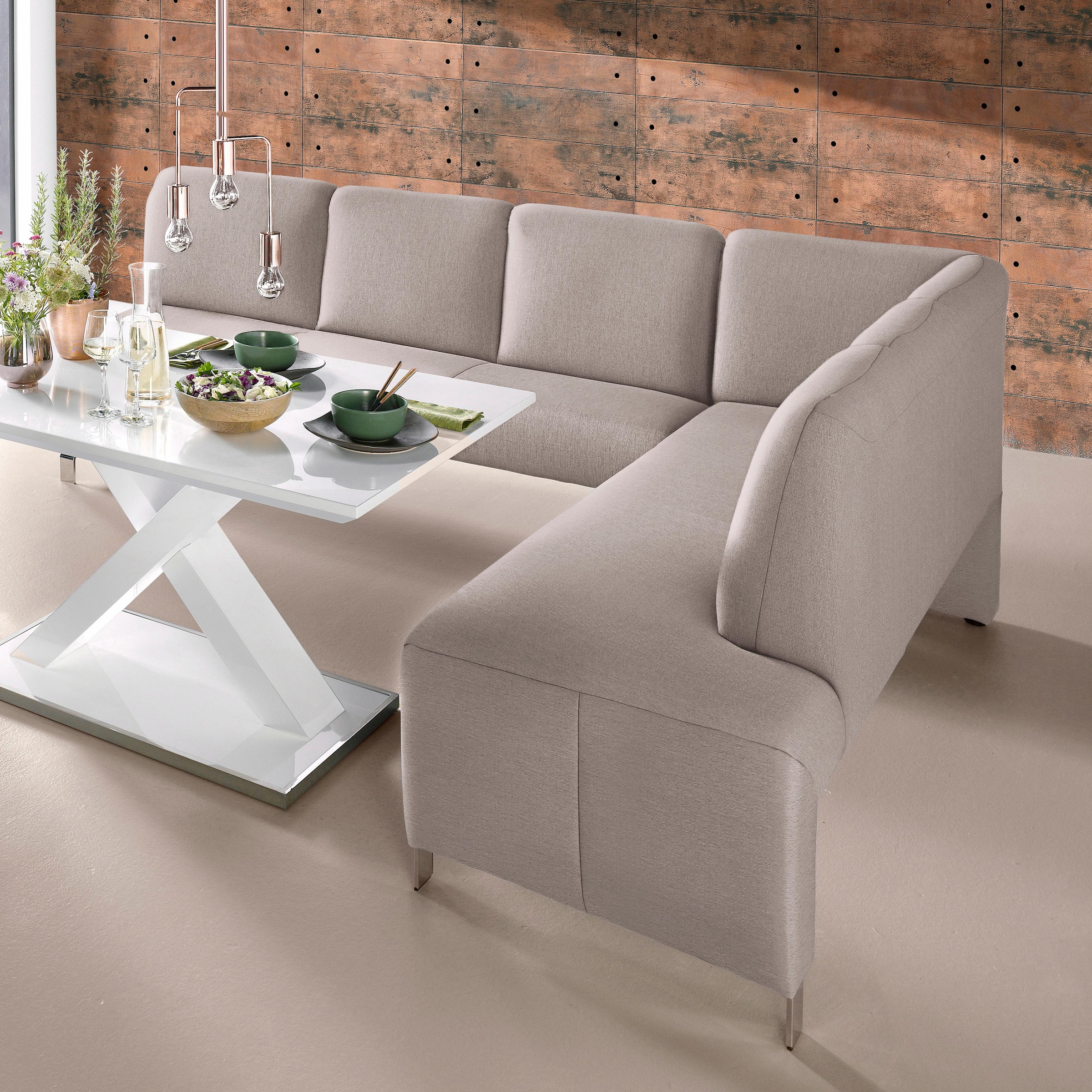 exxpo - sofa fashion Eckbank "Intenso, modern, 263/198 cm (B/T)" hohe Bodenfreiheit, frei im Raum stellbar, hoher Sitzkomfort
