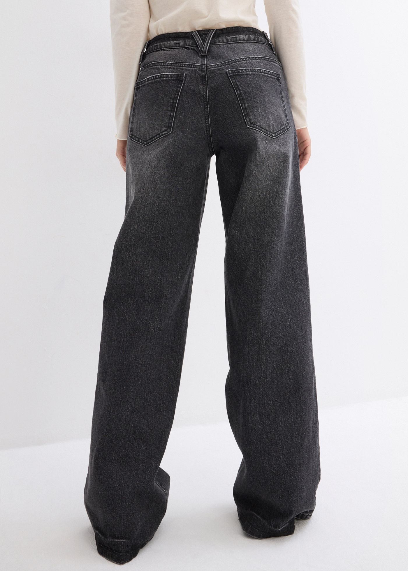 bonprix Weite Jeans 1 mittlere Bundhöhe, aus festem Baumwoll-Denim, mit Zip Fly und Knopf