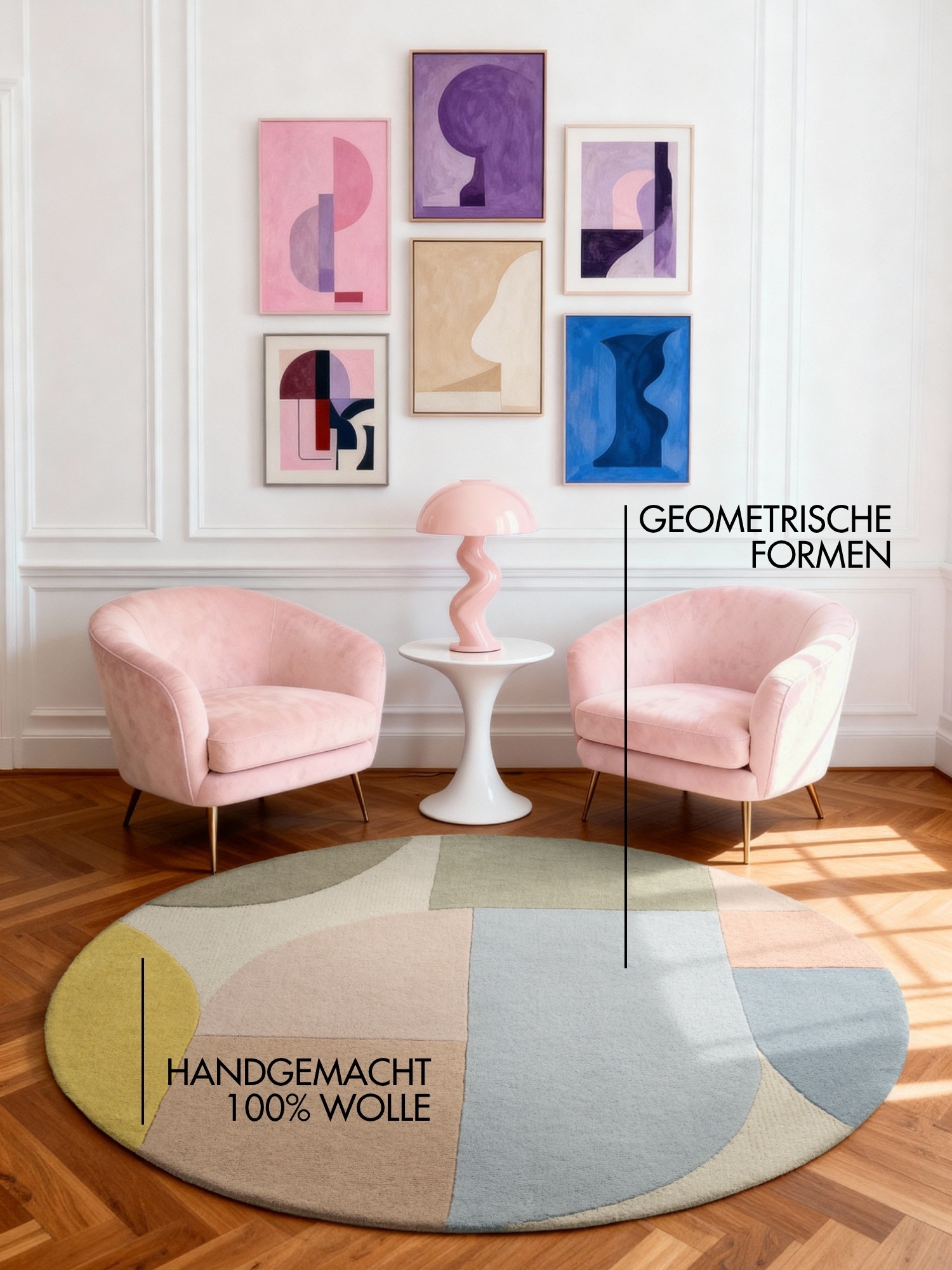 Ted Baker Wollteppich »Piccadilly« rund 17 mm Höhe Wolle, Naturteppich, Handgemacht, Wohnzimmer, Schlafzimmer, bunt