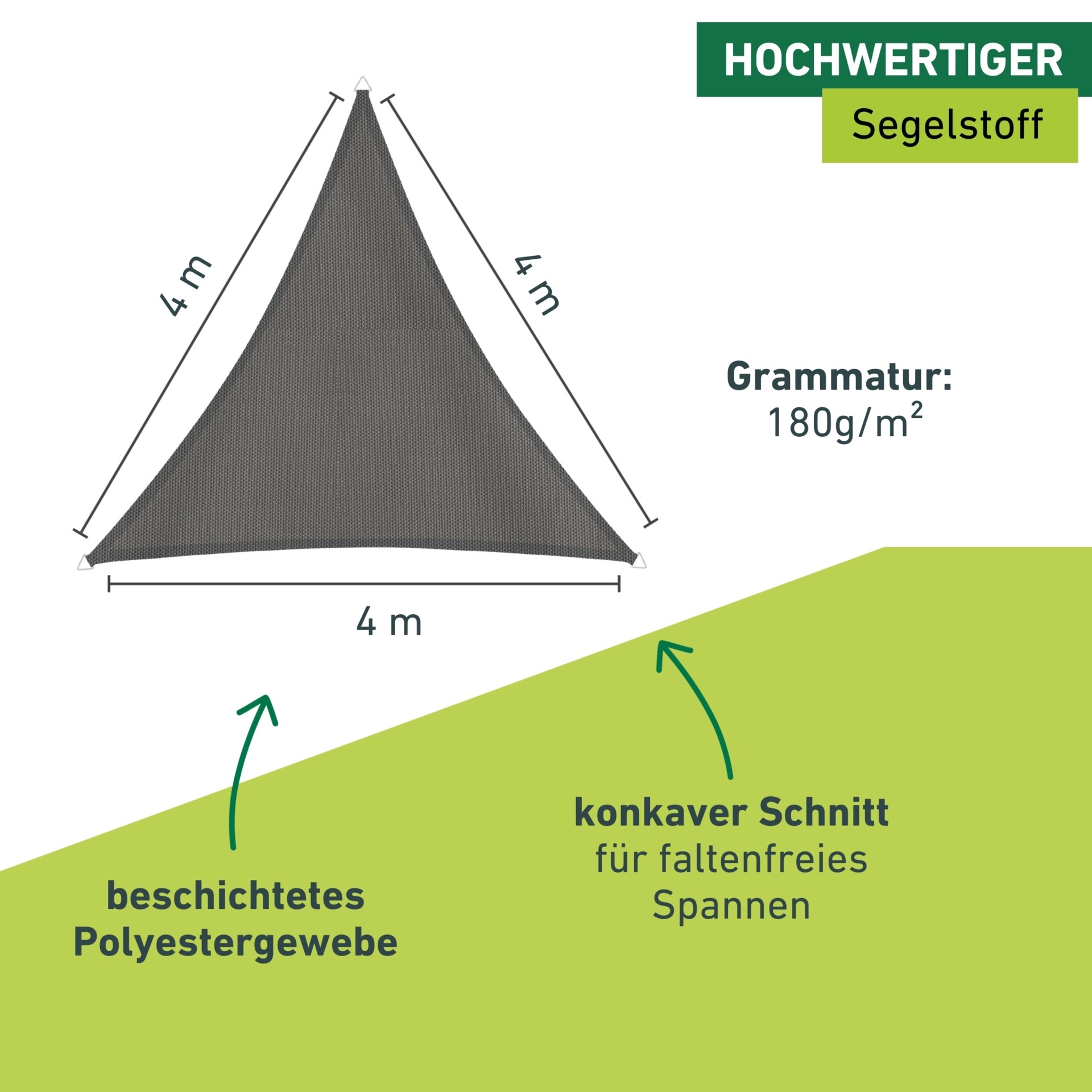 Windhager Sonnensegel »Cannes Dreieck« 4x4x4m, anthrazit