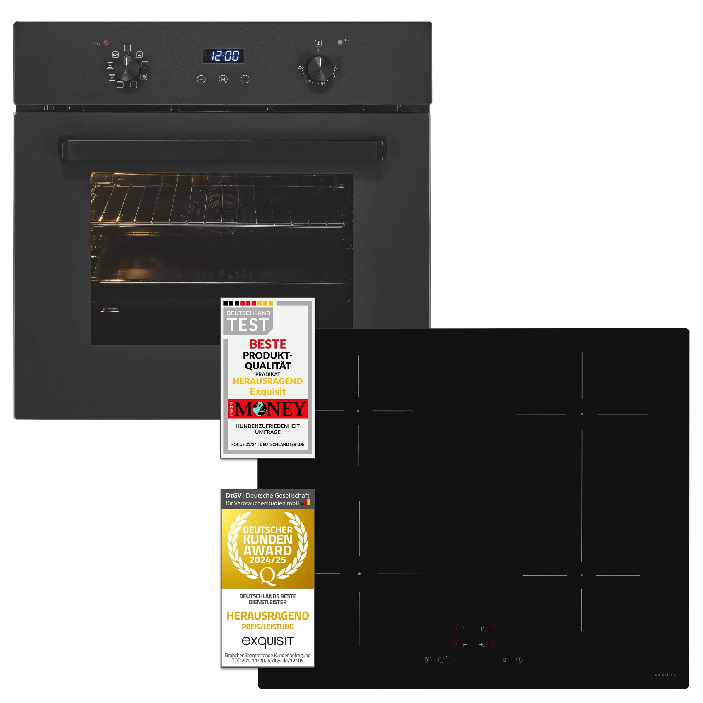 exquisit Backofen-Set "EBE367-H-120 mattschwarz" Set, 2 Stk. tlg. Schmelzen günstig online kaufen