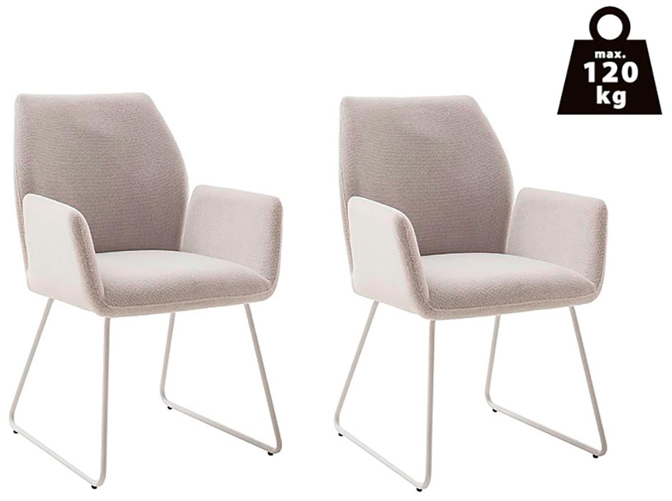 MCA furniture 4-Fußstuhl »BEVERLY«, (Set), 2 St., Chenilleoptik, Esszimmerstuhl,Chenilleoptik,360°drehbar,Sitzhöhe 49cm,belastbar 120kg