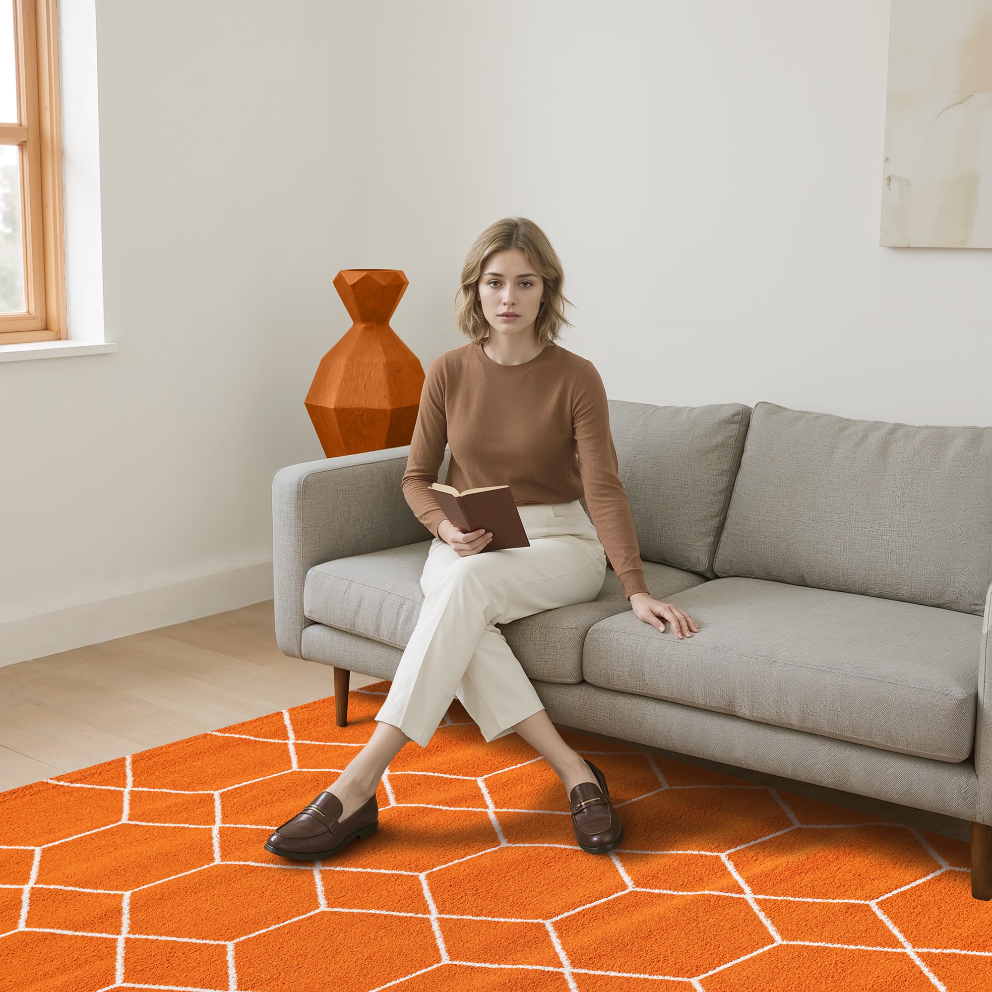 SANAT Teppich Trellis Orange 160x230cm 2