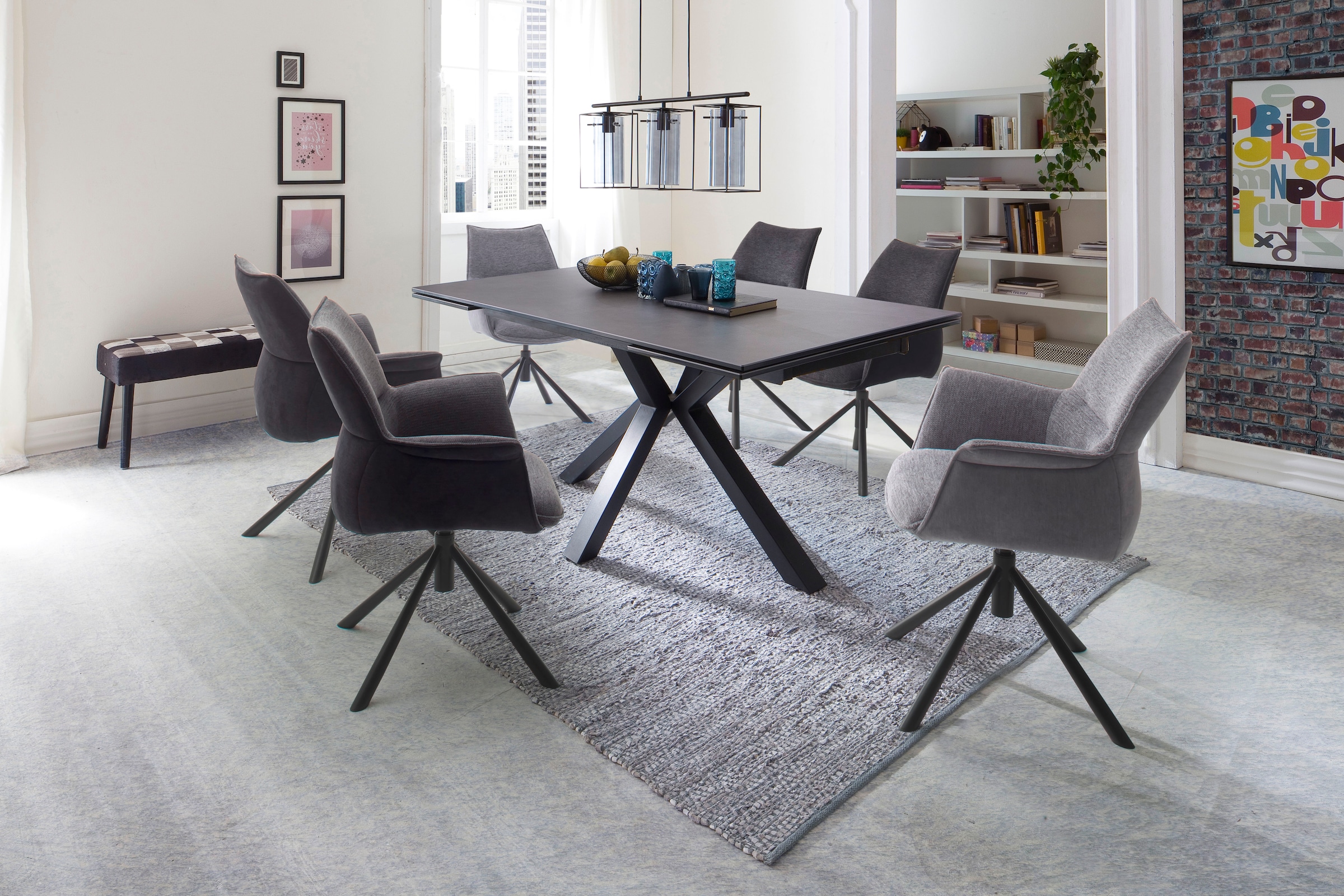 MCA furniture Esszimmerstuhl »KONYA«, Chenille, 2er-Set, 360° drehbar, Belastbarkeit 120 kg, Sitzhöhe ca. 50 cm