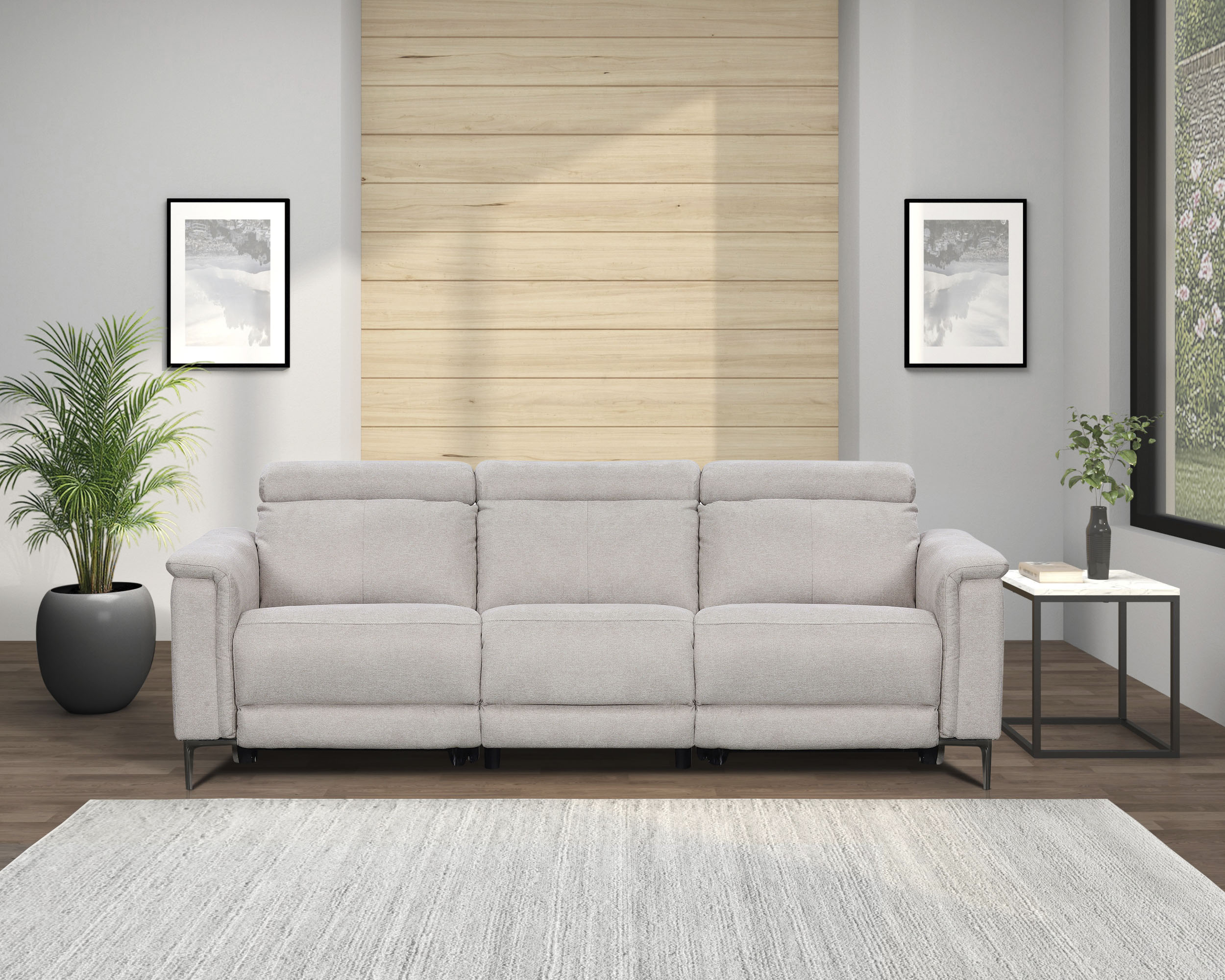 OTTO home 3-Sitzer "LUND,Struktur-Bezug, 222 cm, man. o. elektr. Relaxfunktion in 2 Sitzen" (links/rechts), USB-A bei elektrischer Ausführung, Kopfteilverstellung