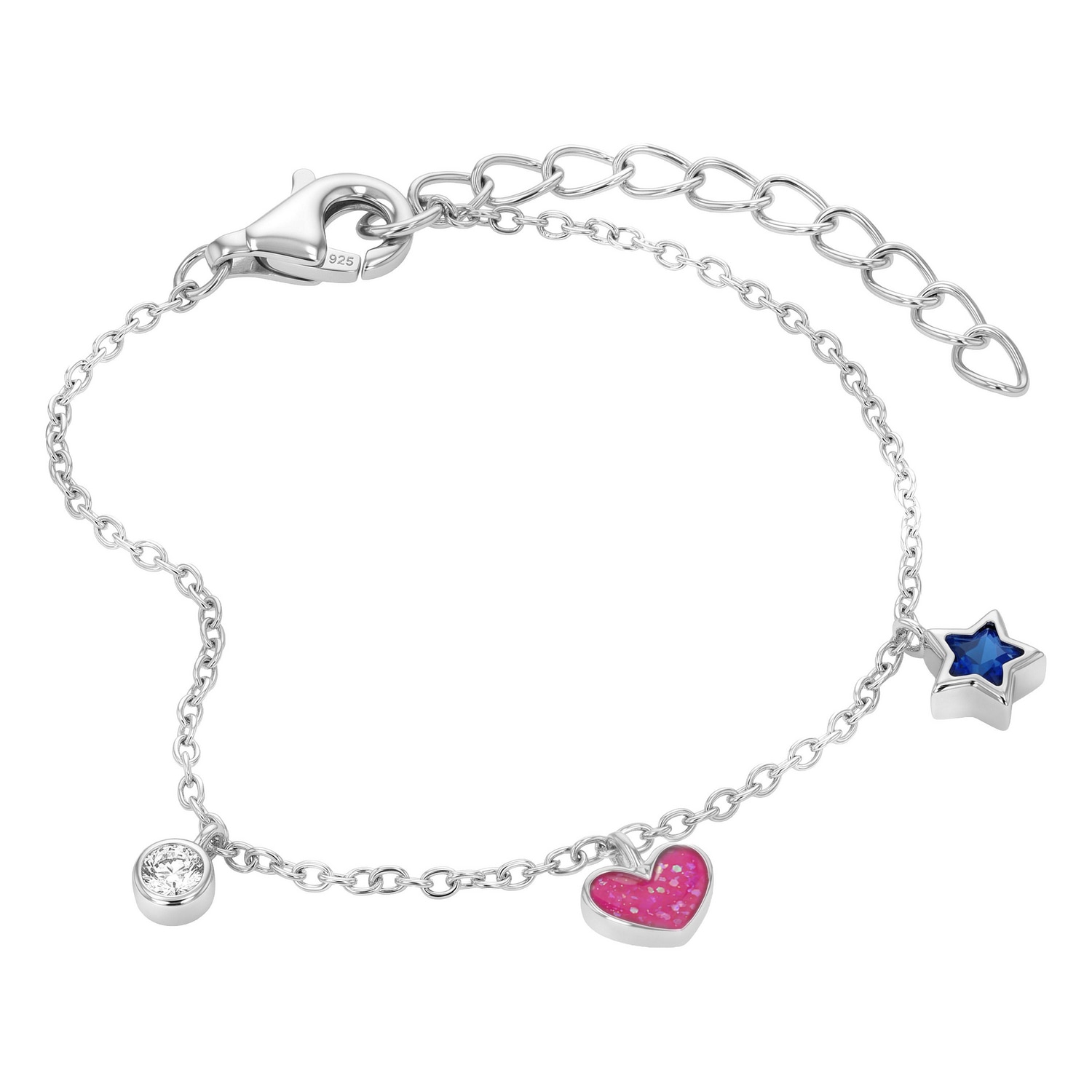 Prinzessin Lillifee Armband »Solitär Herz Stern« mit Zirkonia (synth.) - Emaille
