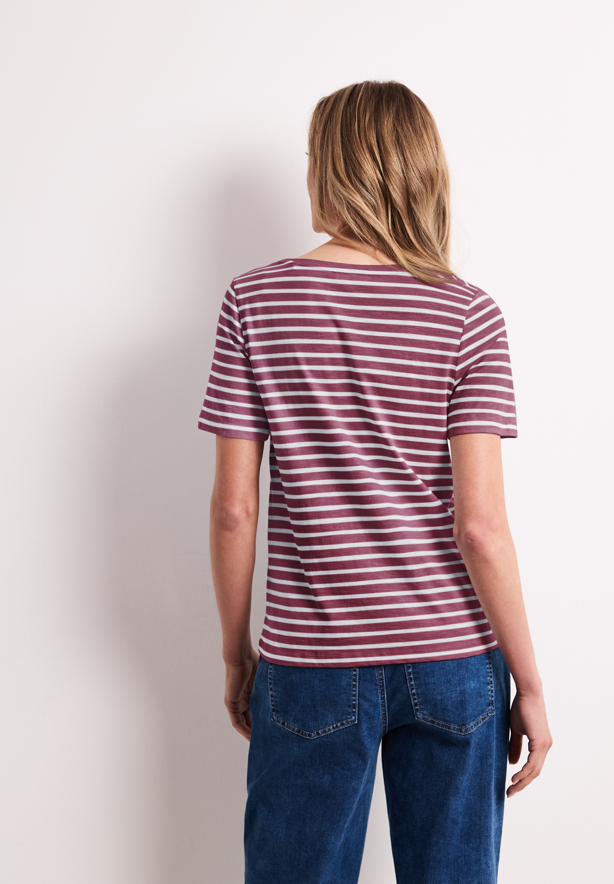 STREET ONE T-Shirt mit abgerundetem V-Ausschnitt