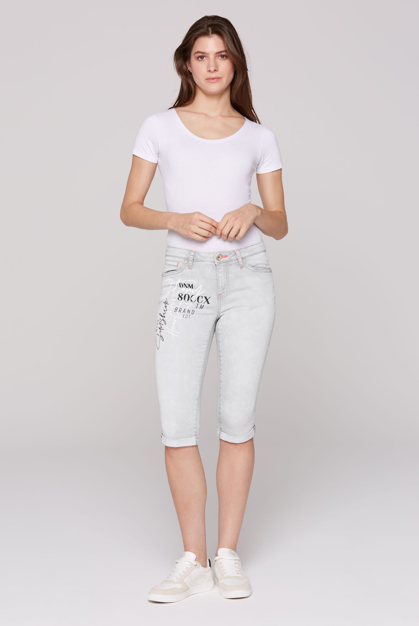 SOCCX Jeansshorts, mit Wording-Print