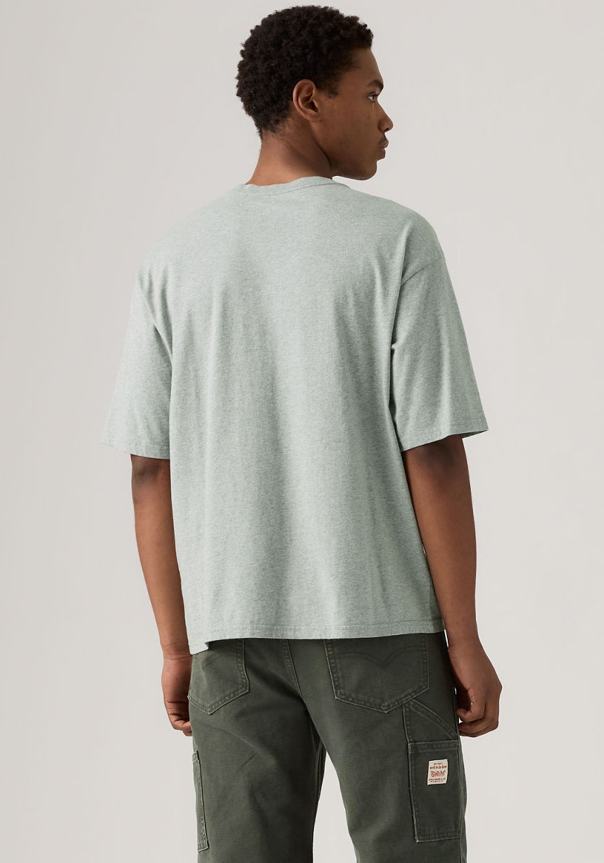 T-Shirt LEVI'S "Workwear Tee", Herren, Gr. L, grau (mid tone grau heathe), Jersey, Obermaterial: 100% Baumwolle, unifarben, oversize hüftbedeckend, Rundhals, Shirts T-Shirt, mit aufgesetzter Tasche 2
