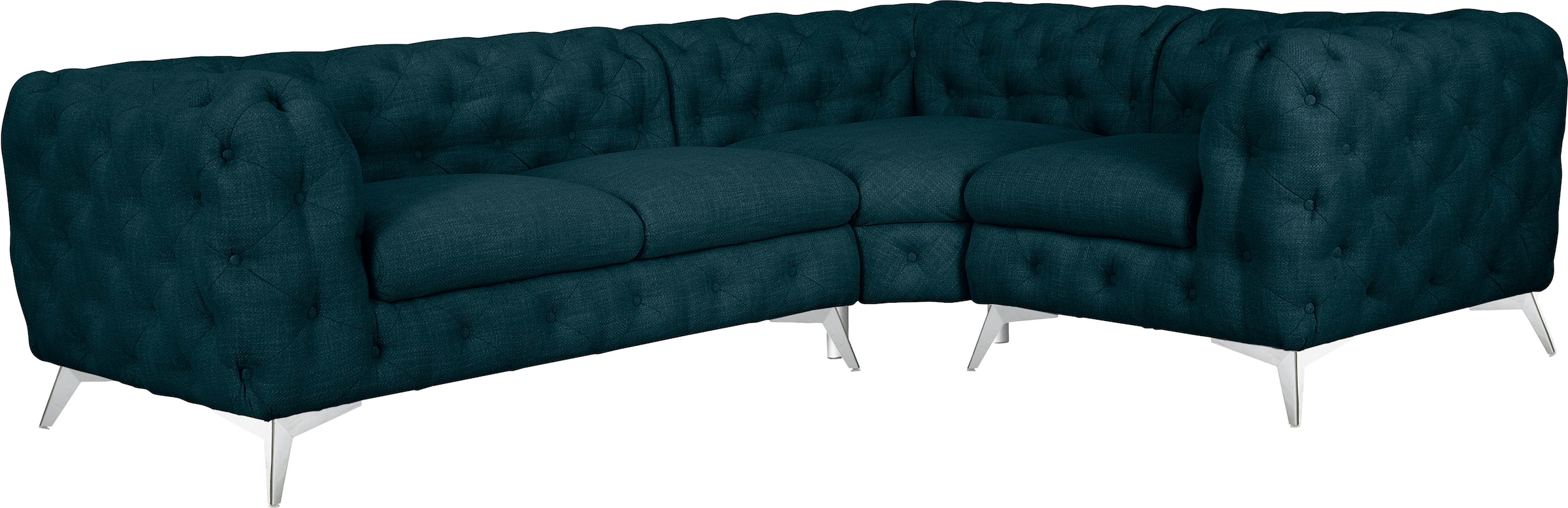 Leonique Chesterfield-Sofa "Ecksofa GLYNIS L-Form mit Wellenunterfederung, günstig online kaufen