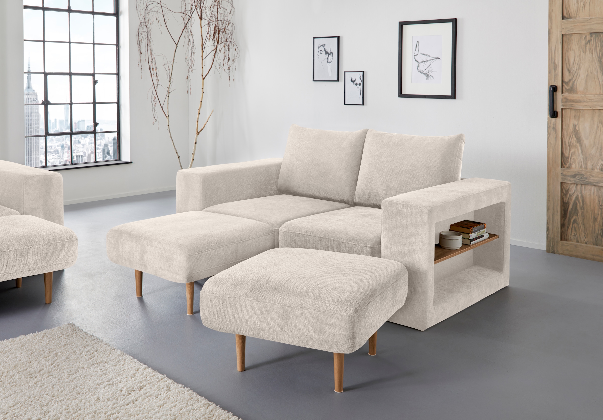 LOOKS by Wolfgang Joop 2,5-Sitzer »Looksvb«, Verwandlungssofa: aus Sofa wird Sofa mit 2 Hockern, mit Regalfunktion