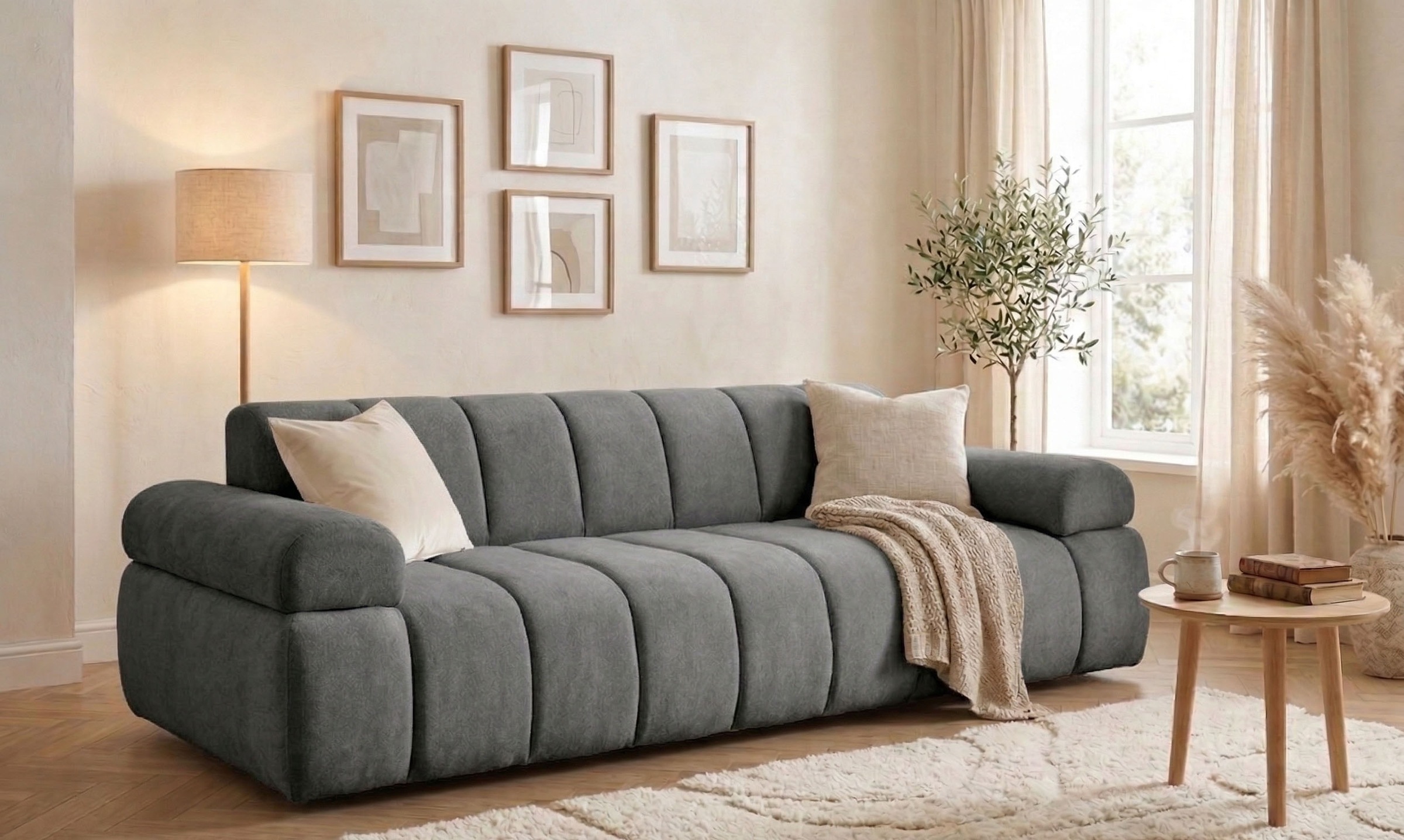 Home affaire 3-Sitzer "LYOTH Design-Sofa, moderne Steppung, Breite 220 cm" mit Wellenunterfederung, gemütlich und modern, komfortables Sitzgefühl