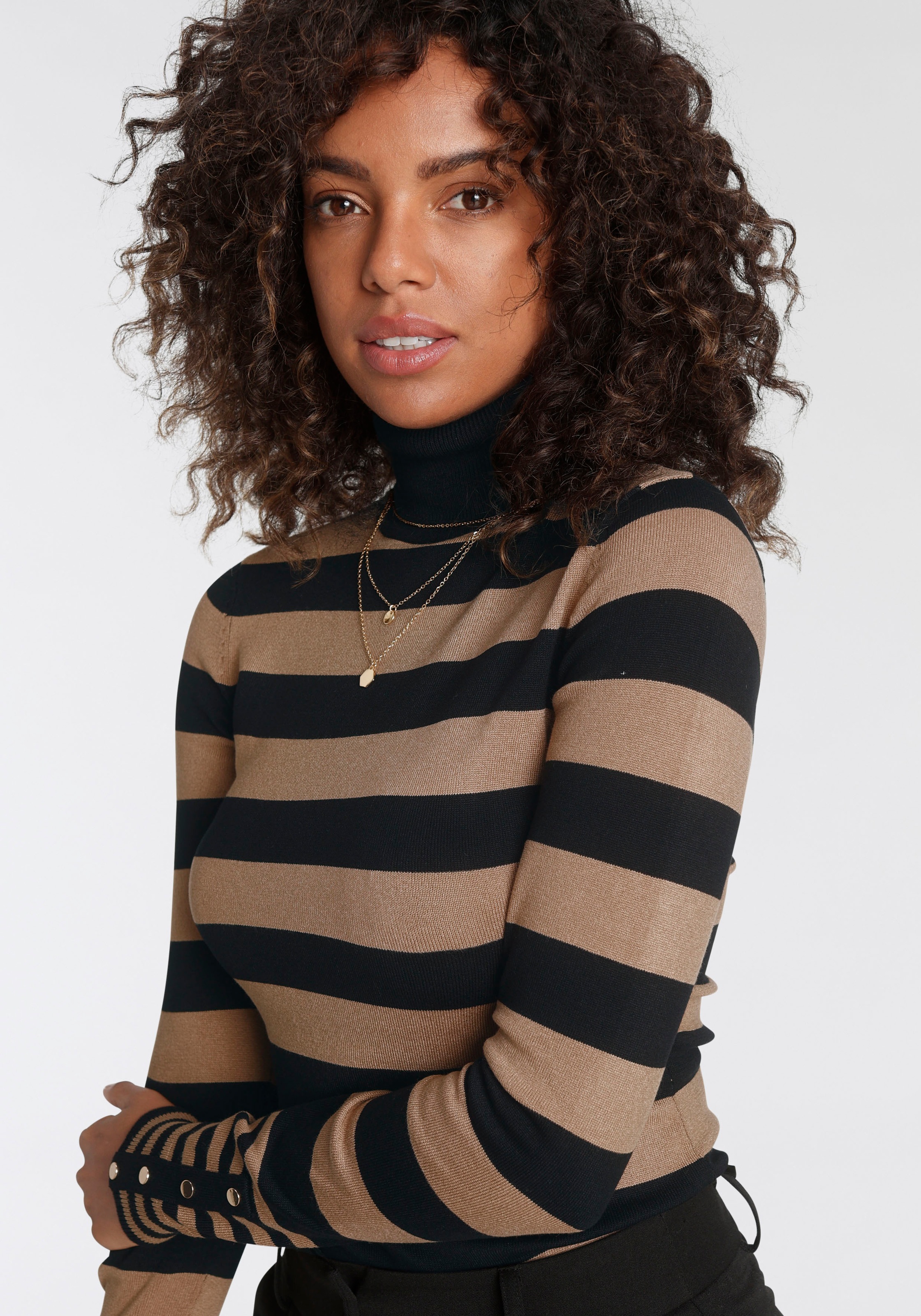 Thumbnail - Tamaris Rollkragenpullover im lässigen Streifendesign