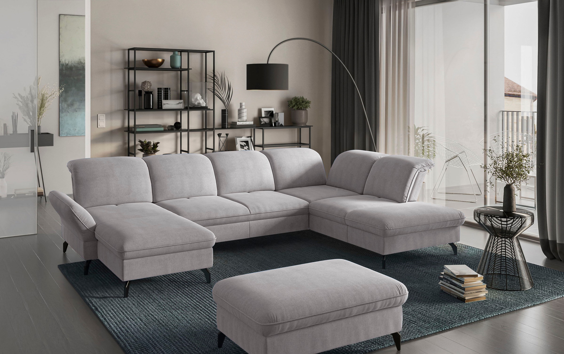 sit&more Wohnlandschaft "Leandro U-Form" Wahlweise mit Bett-, Kopfteil - un günstig online kaufen