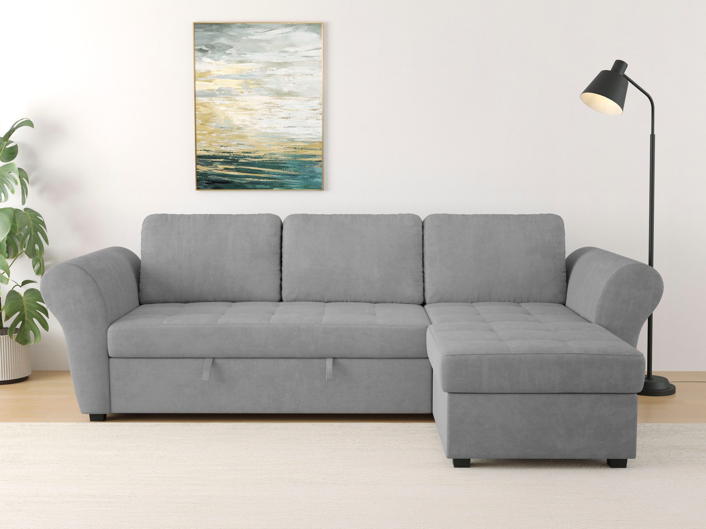 Trends by HG Ecksofa "Lasse L-Form, B: 259 cm" mit Schlaffunktion & Bettkasten