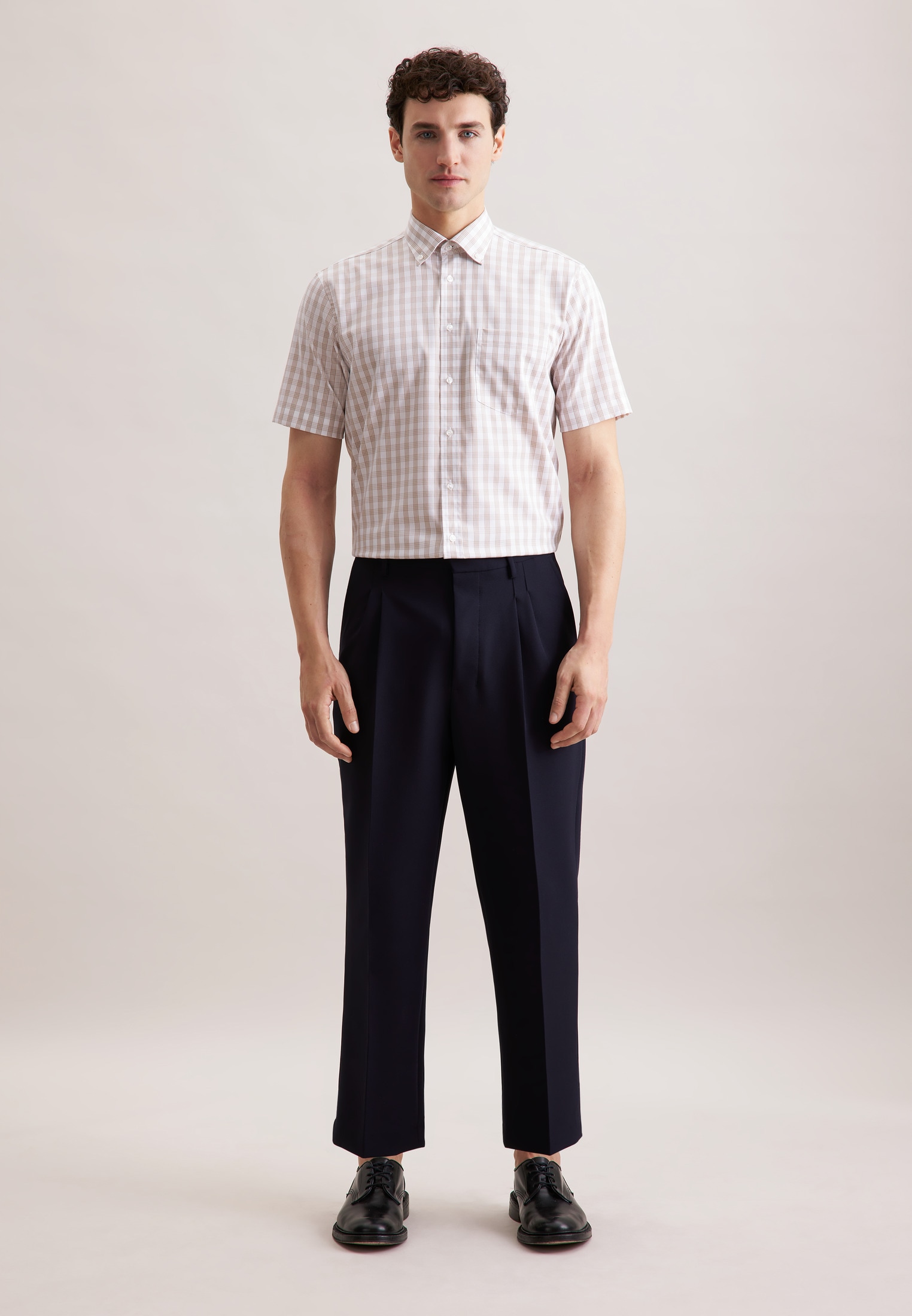 seidensticker Businesshemd »Regular«, Regular Kurzarm Button-Down-Kragen Karo