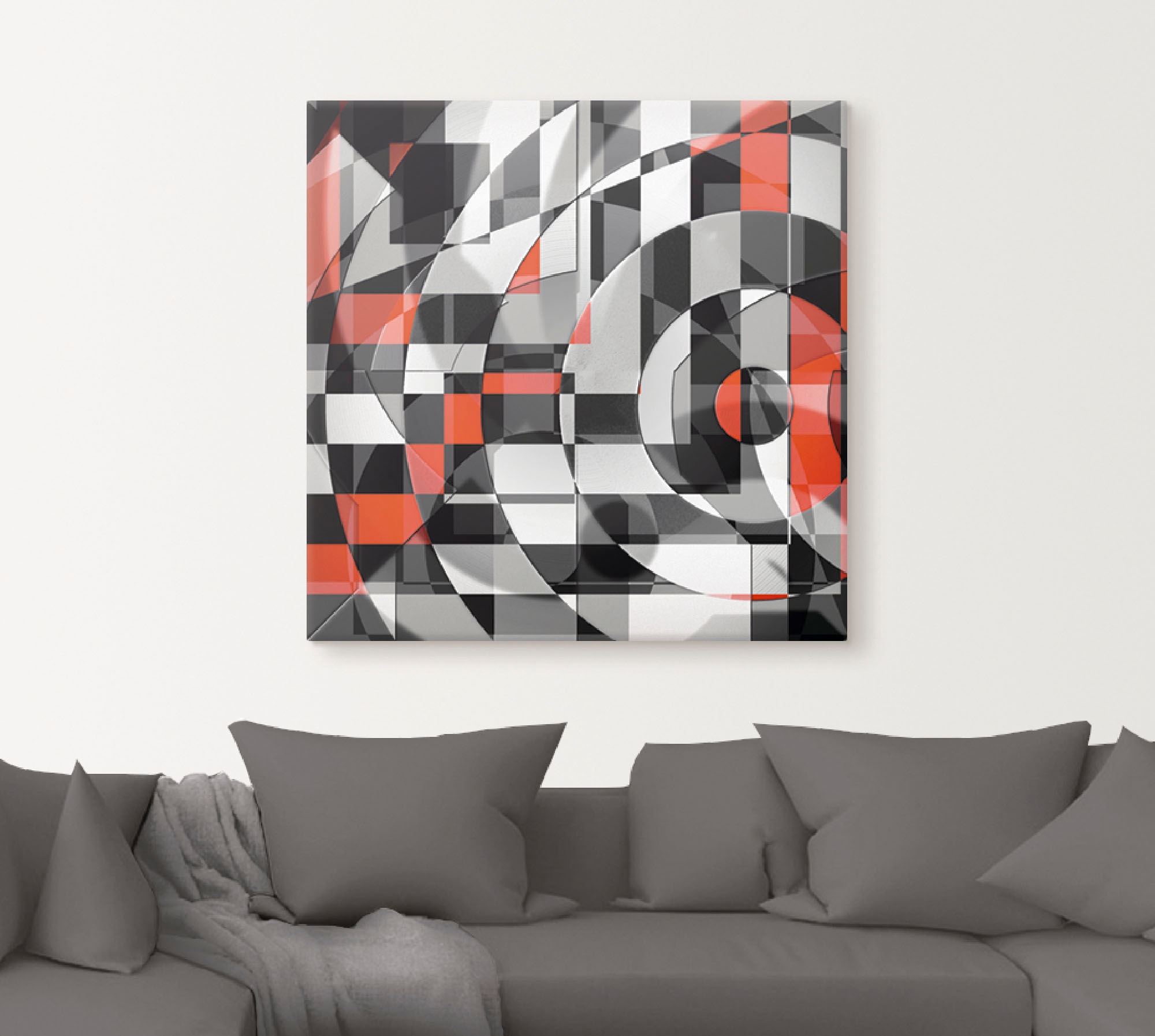 Thumbnail - Artland Leinwandbild "Schwarz weiß trifft rot Version 1" Muster 1 Stk. tlg. als Alubild, Outdoorbild, Leinwandbild in ve...