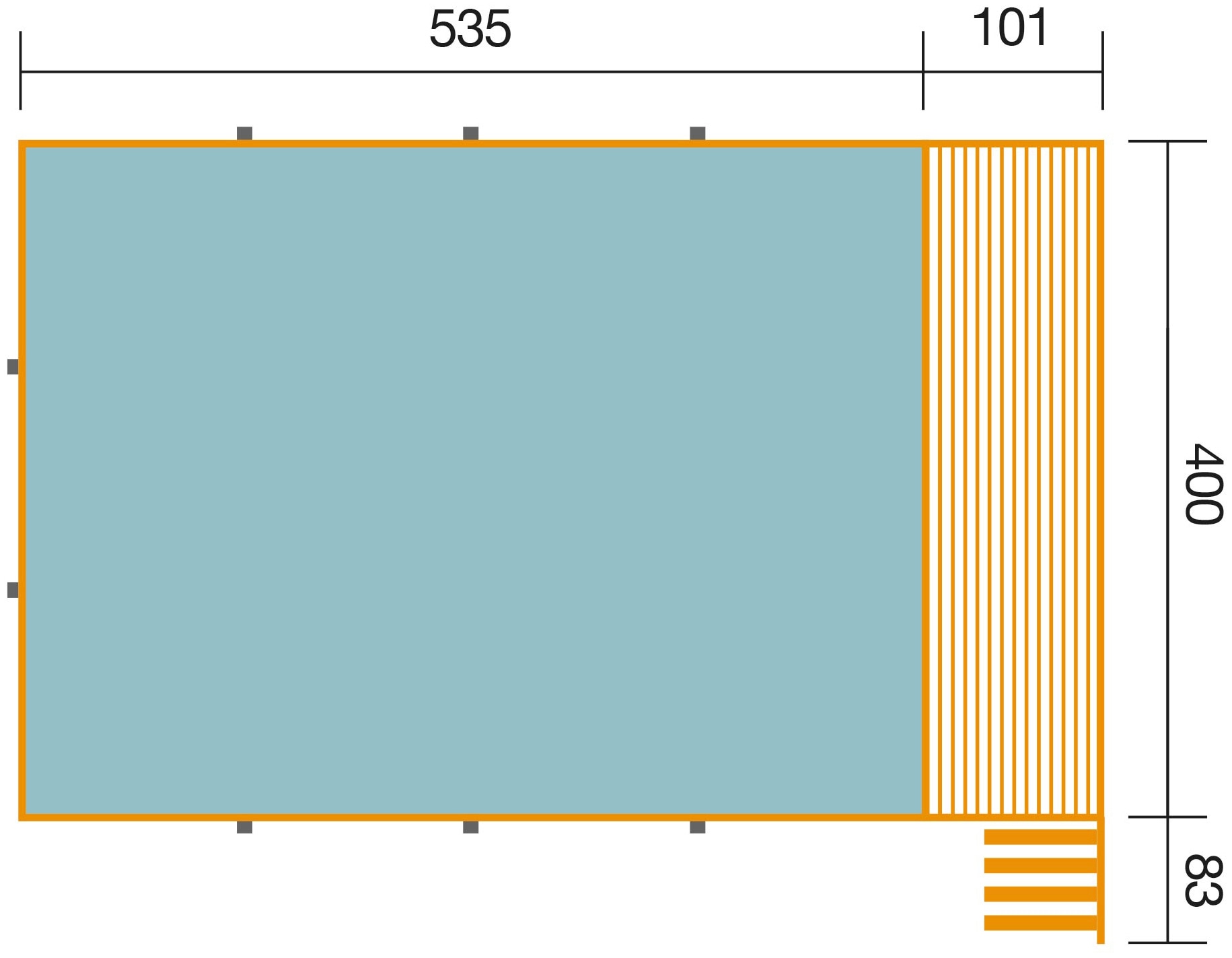 weka Rechteckpool »595 Gr. 2 mit Sonnendeck und Technikraum«, (Set, 10 tlg.), BxLxH: 416x644x116 cm