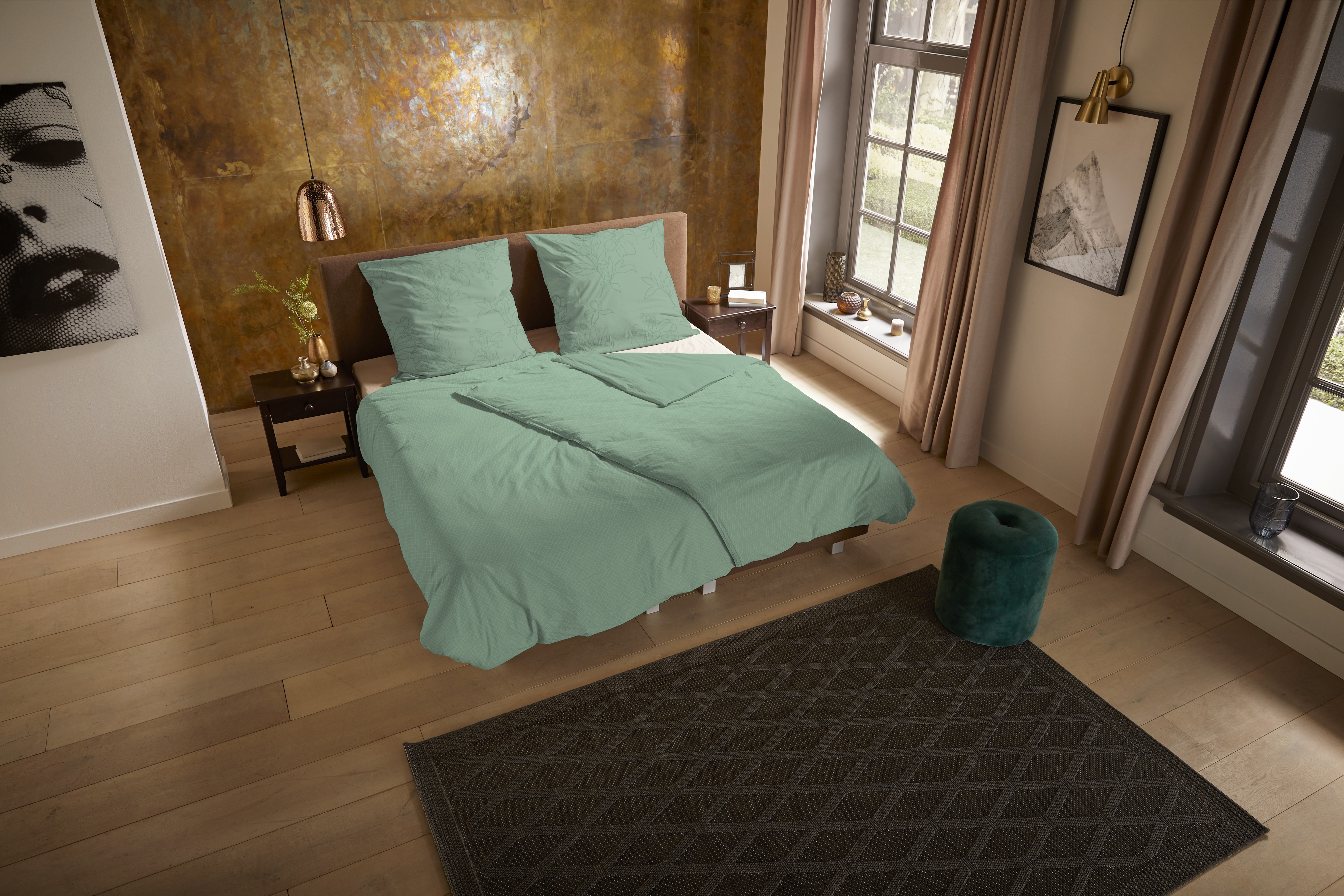 PURE luxury collection Wendebettwäsche "Den Haag" 2 Mikrofaser, Pflegeleicht, Reißverschluss, Wende, 3D, blume, uni muster