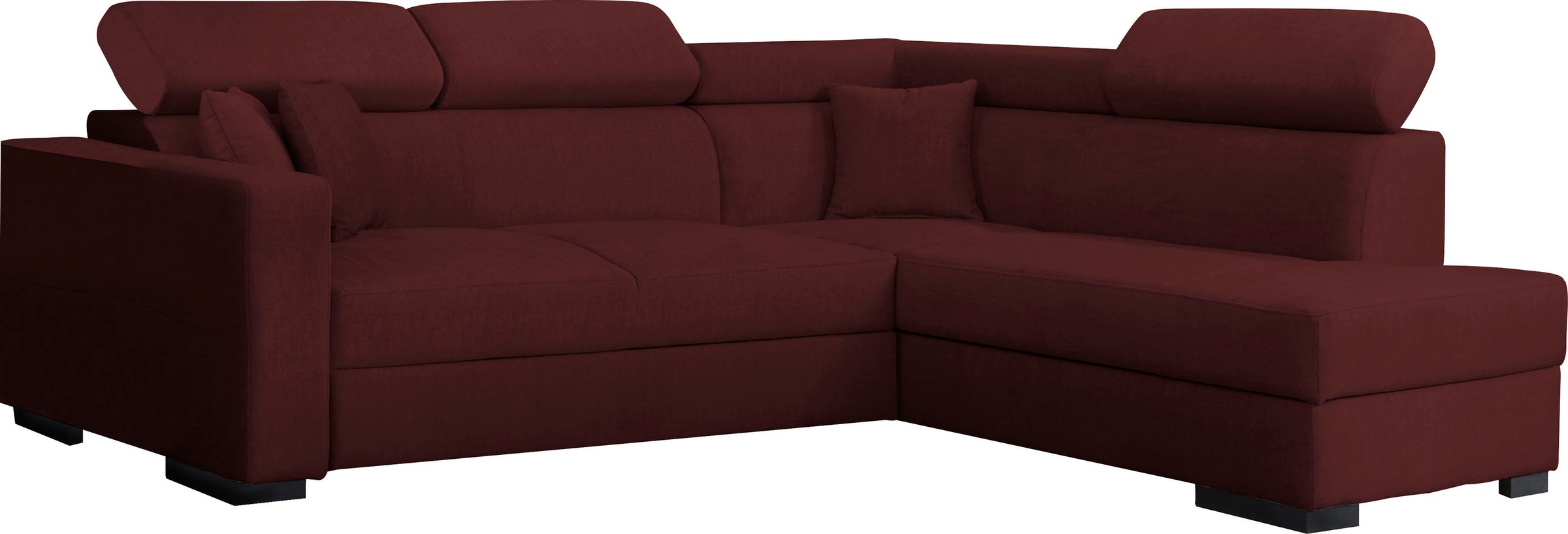 Home affaire Ecksofa "Tulio bequem, bewährte Wellenunterfederung, Breite 267cm, L-Form" wahlweise mit Bettfunktion und Bettkasten, incl. 3 Zierkissen