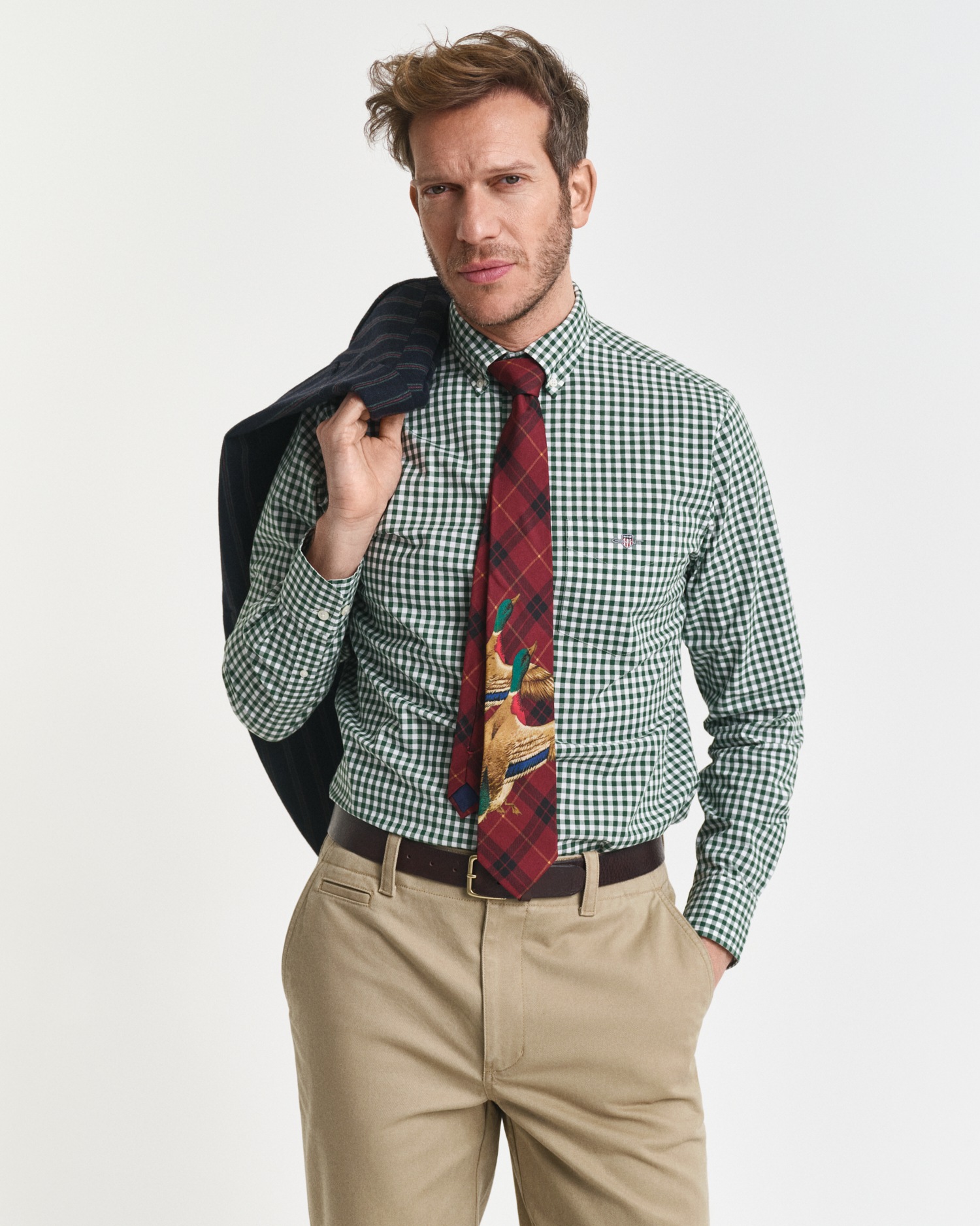 Gant Langarmhemd "REG POPLIN GINGHAM SHIRT", mit Logostickerei auf der Brus günstig online kaufen