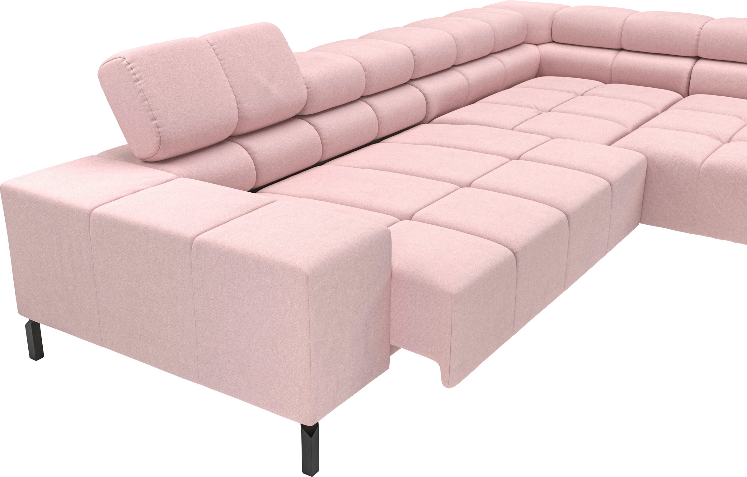 INOSIGN Ecksofa »Ancona New, wahlweise motorische Sitztiefenverstellung, auch in Cord«, feine Steppung, mit Kopfteilverstellung, 3 Zierkissen, L-Form