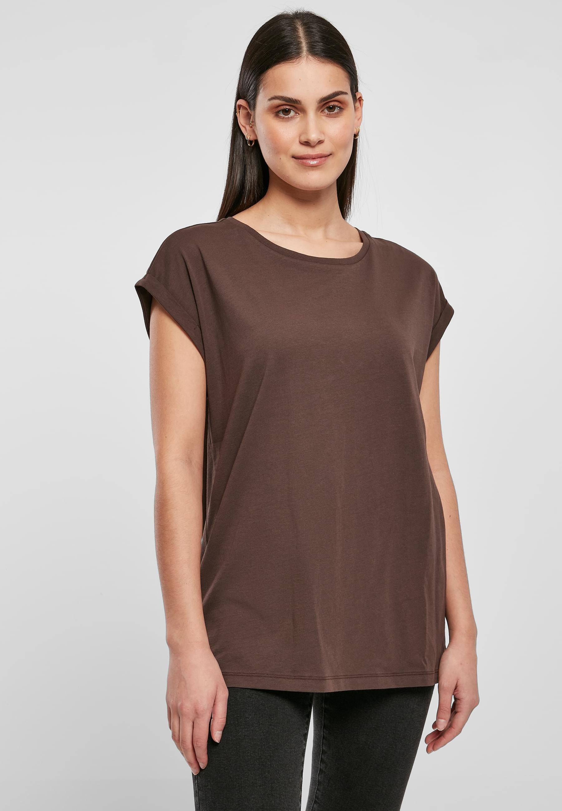 URBAN CLASSICS Kurzarmshirt »Urban Classics Damen Ladies Organic Extended Shoulder Tee«, (1 tlg.)