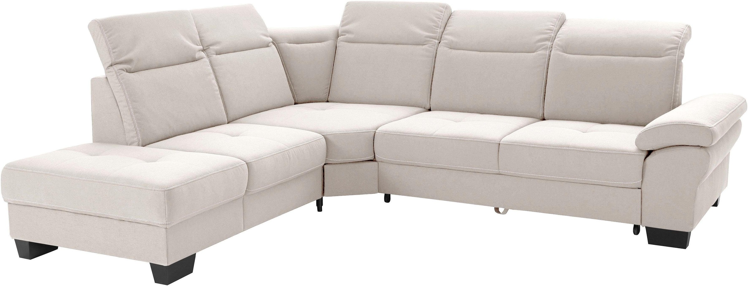 Places of Style Ecksofa »Cornwall L-Form«, incl. Sitztiefenverstellung, mit Bettfunktion und Kopfteilverstellung