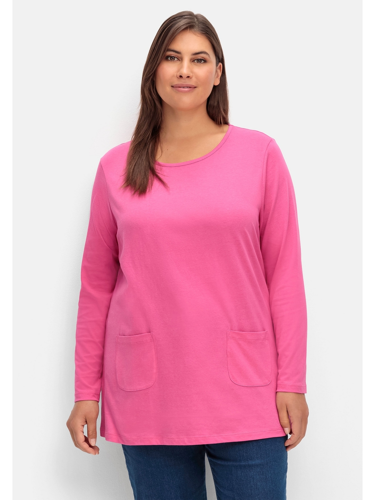 Taschen Sheego aufgesetzten Größen«, »Große online Longshirt BAUR | kaufen mit