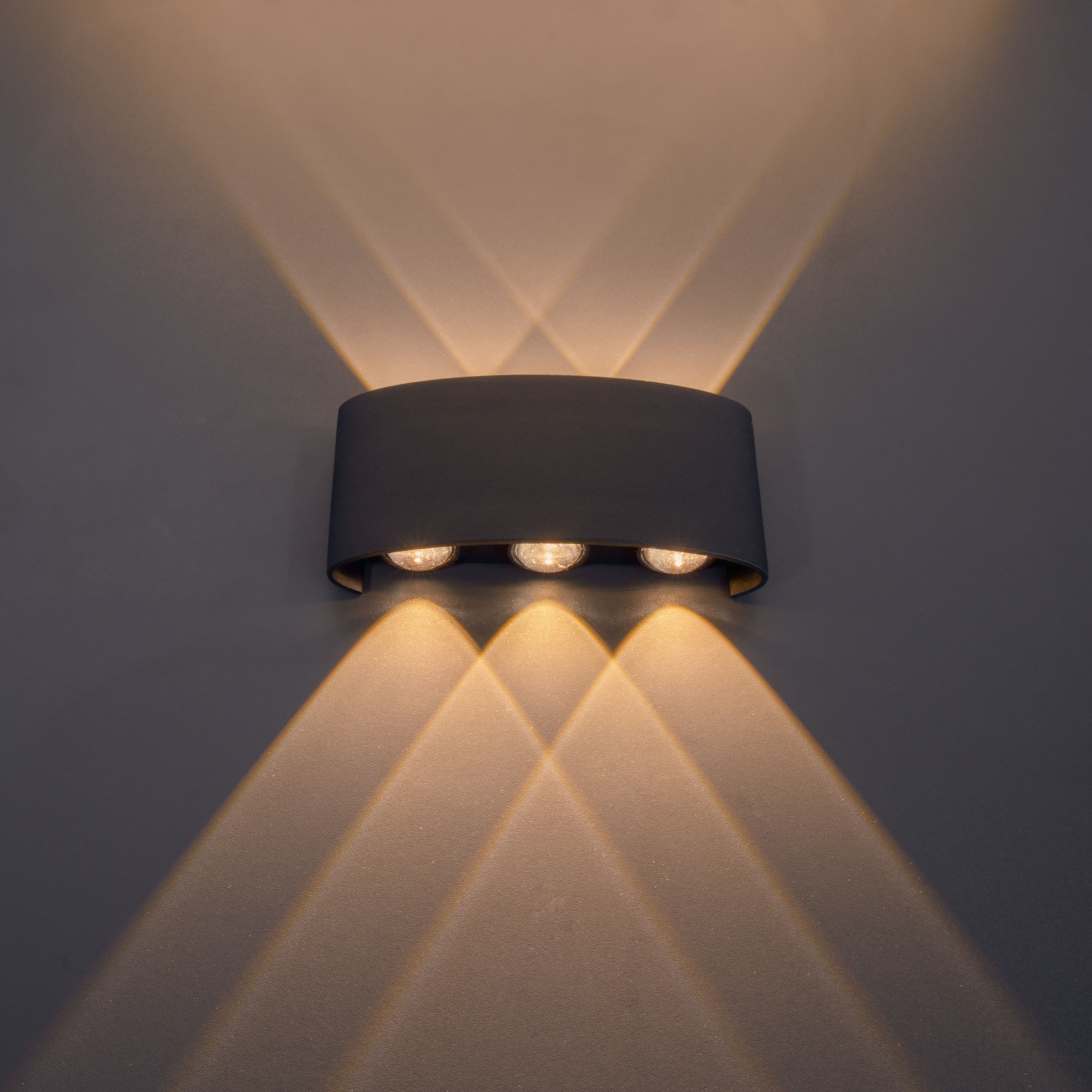 näve LED Außen-Wandleuchte »Auron« LED-Modul 1 Stk. Warmweiß anthrazit, geschwungene Form, Lichtaustritt nach oben und unten, IP54
