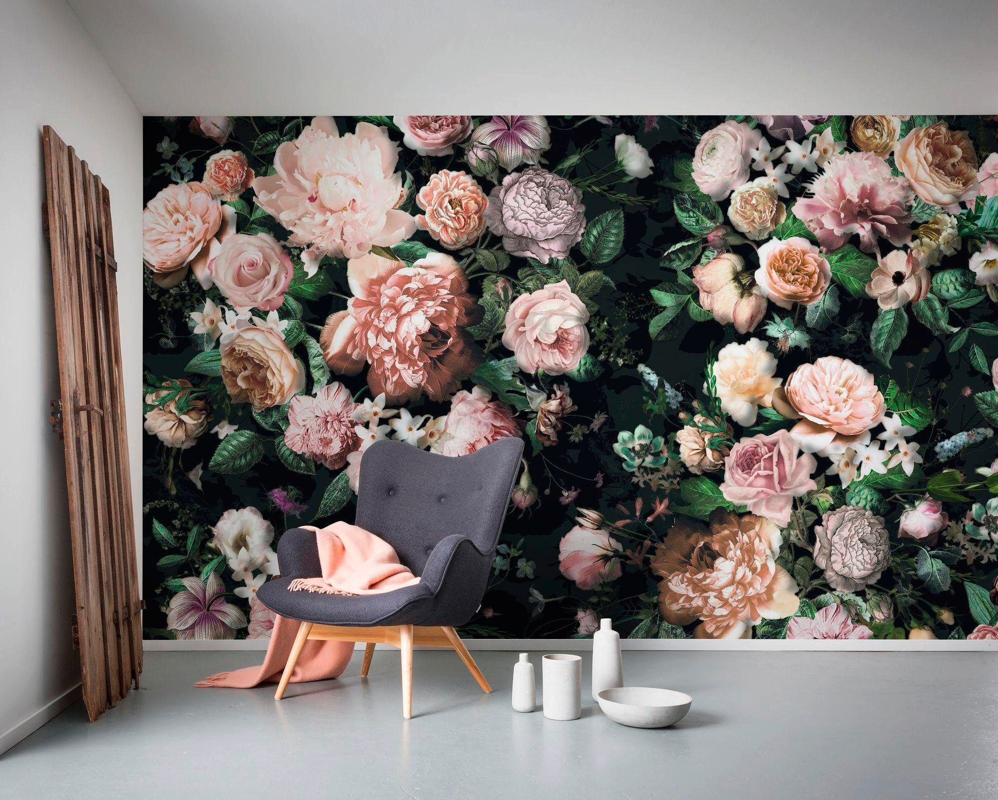 Komar Vliestapete »Digitaldruck Vlies - Victoria Black - Größe 400 x 250 cm«, bedruckt, Wohnzimmer, Schlafzimmer