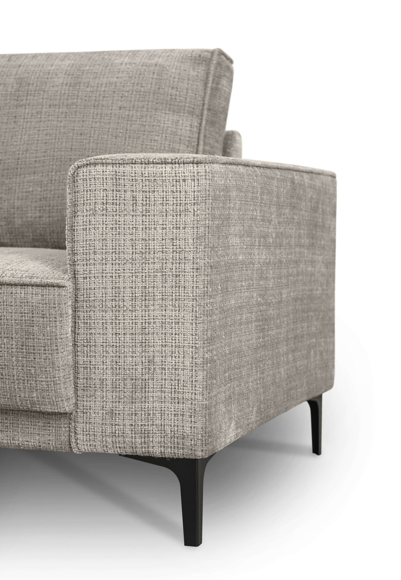 Places of Style Ecksofa »Polsterecke Oland, Struktur, Flachgewebe, Luxus-Microfaser, Boucle«, L-Form, 280 cm, Wellenunterfederung, Skandi-Design, Metallfüße