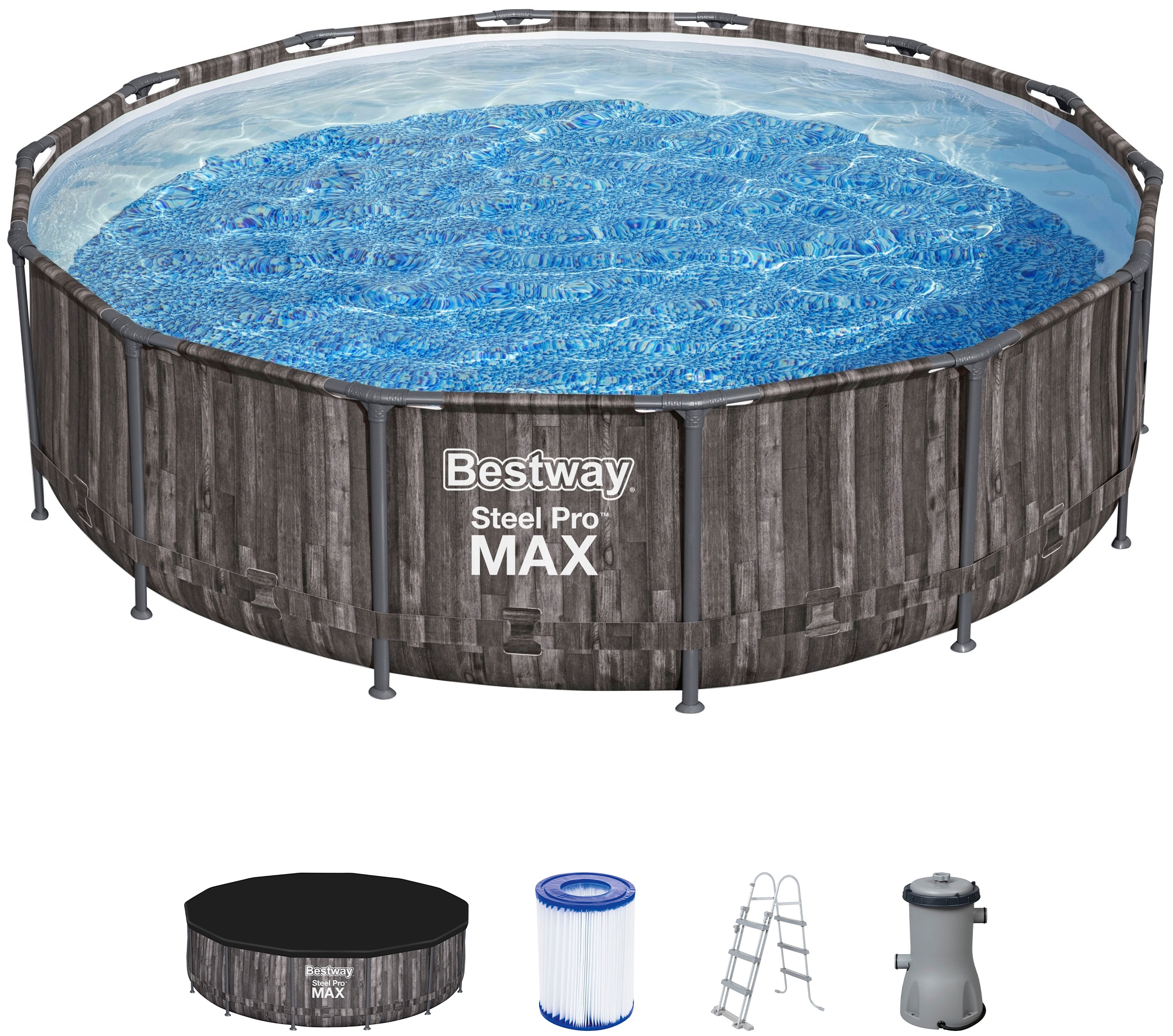 Framepool »Steel Pro MAX™«, (Komplett-Set), 5-tlg. Auftstellpool mit Filterpumpe Ø...