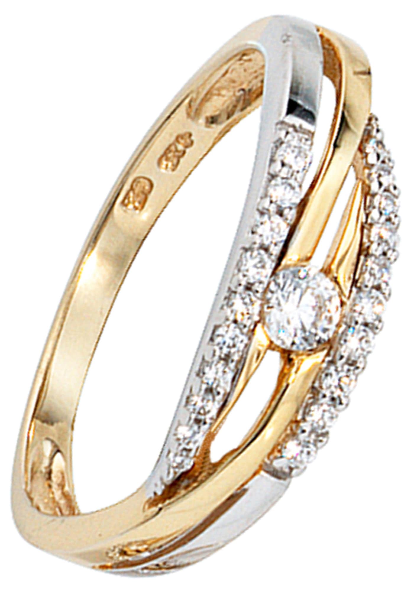 JOBO Goldring »Ring mit Zirkonia«, 333 Gold bicolor