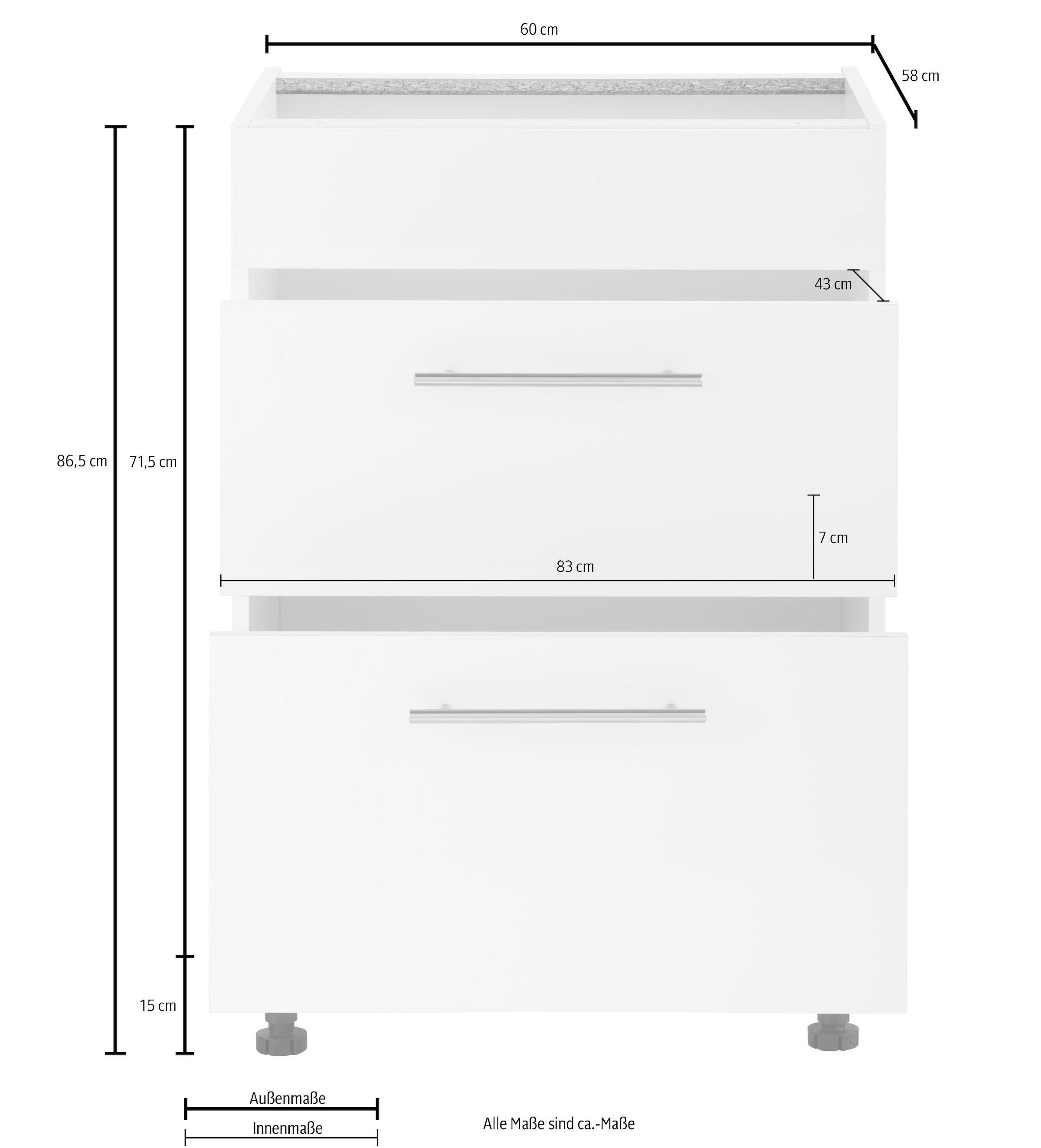 wiho Küchen Kochfeldumbauschrank »Ela«, 60 cm breit, mit Soft-Close-Funktion