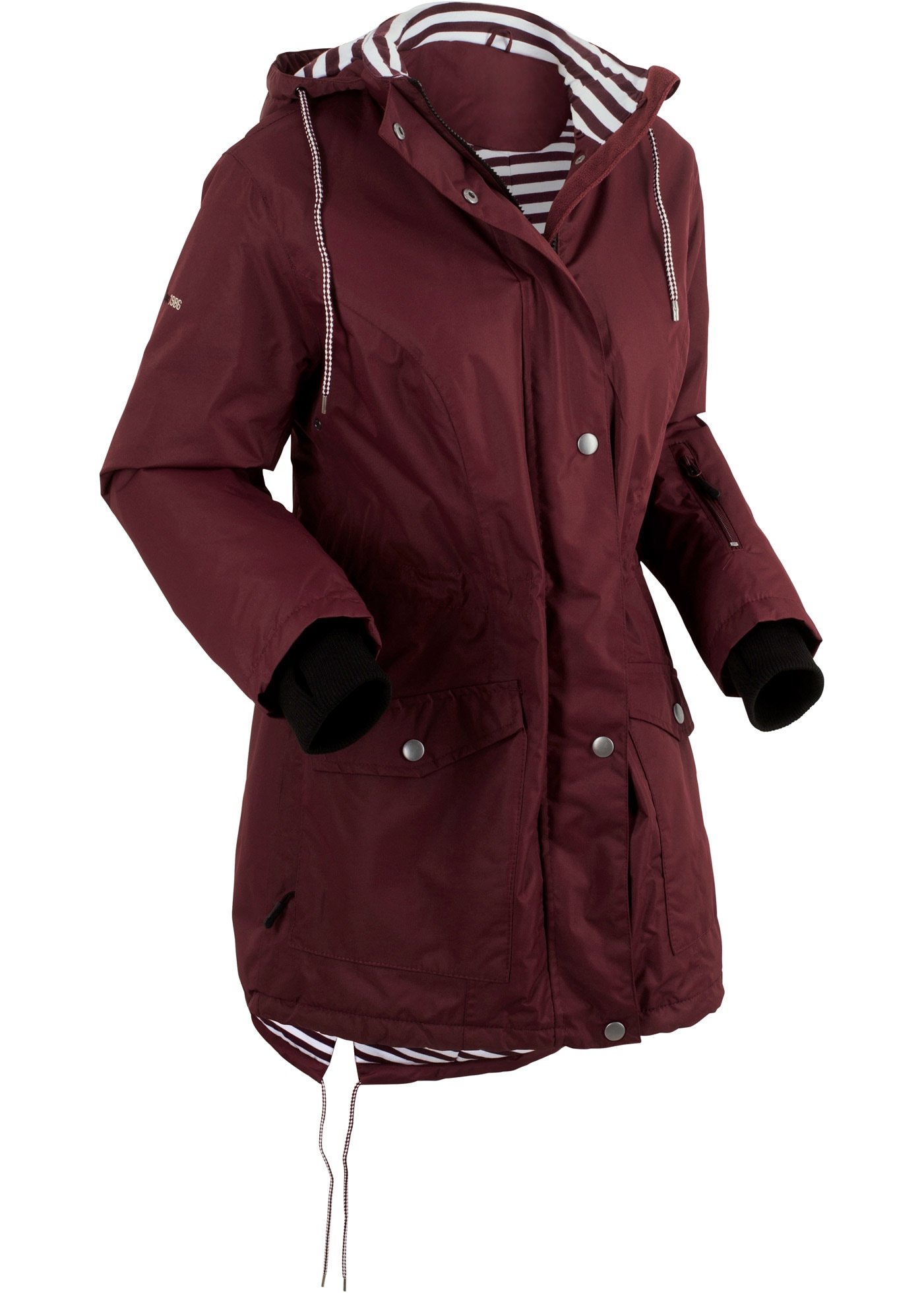 bonprix Funktionsjacke mit Kapuze Parka-Form, hinten länger, 2-Wege-Reißverschluß