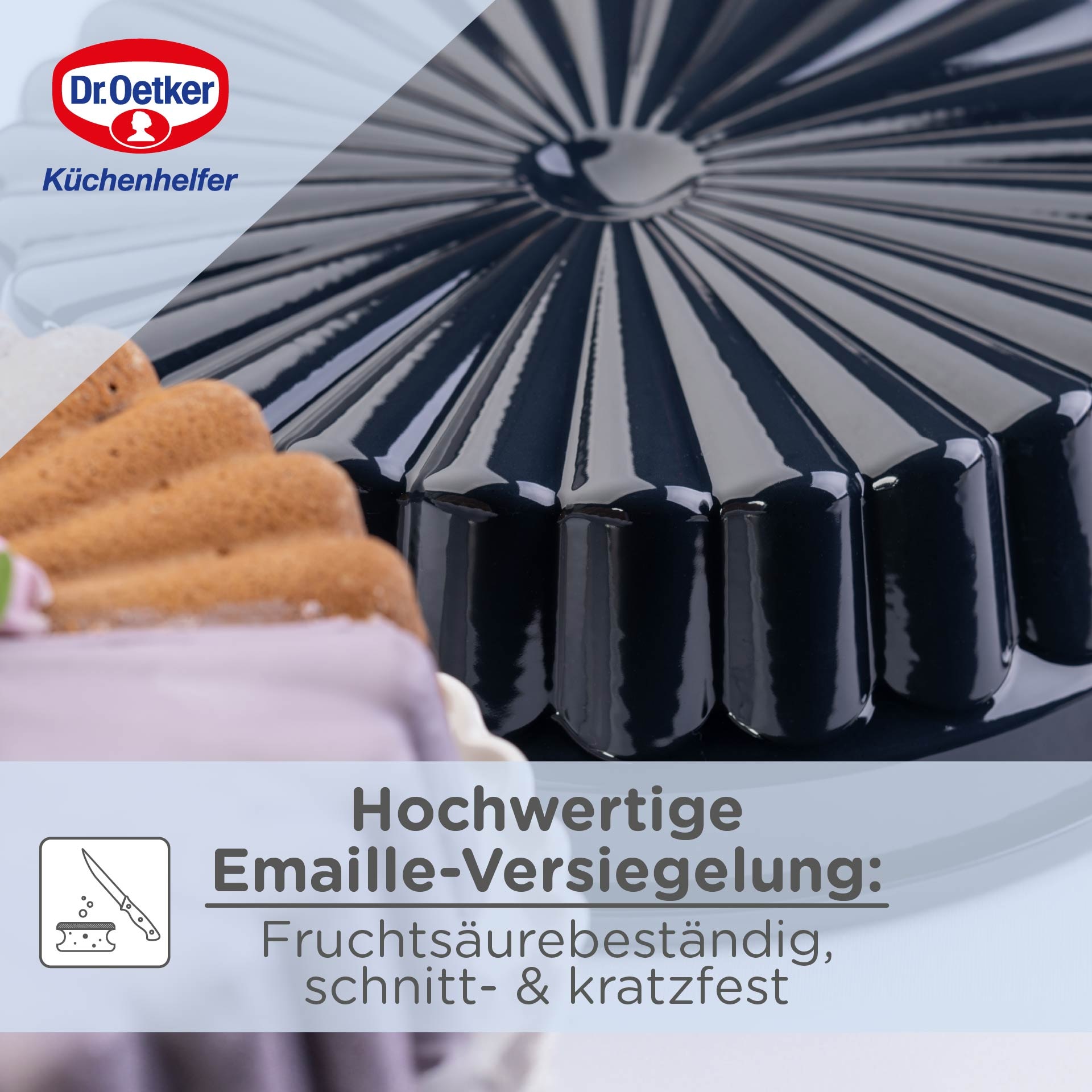 Dr. Oetker Backform »Charlottenform Back-Liebe Emaille, Ø 28 cm, ozeanblau«