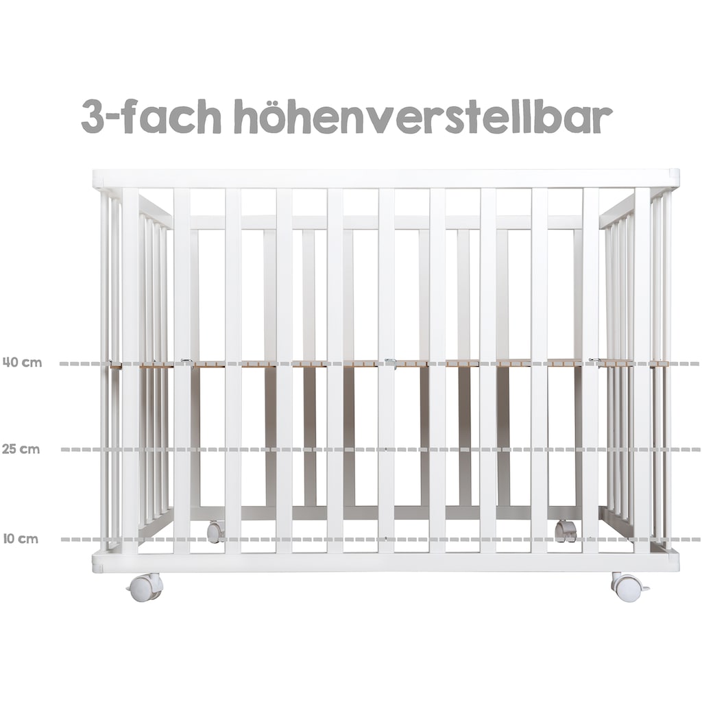 roba® Laufgitter »Sternenzauber grau, 100x75 cm«, bis 15 kg, mit Stoffeinlage und Nestchen