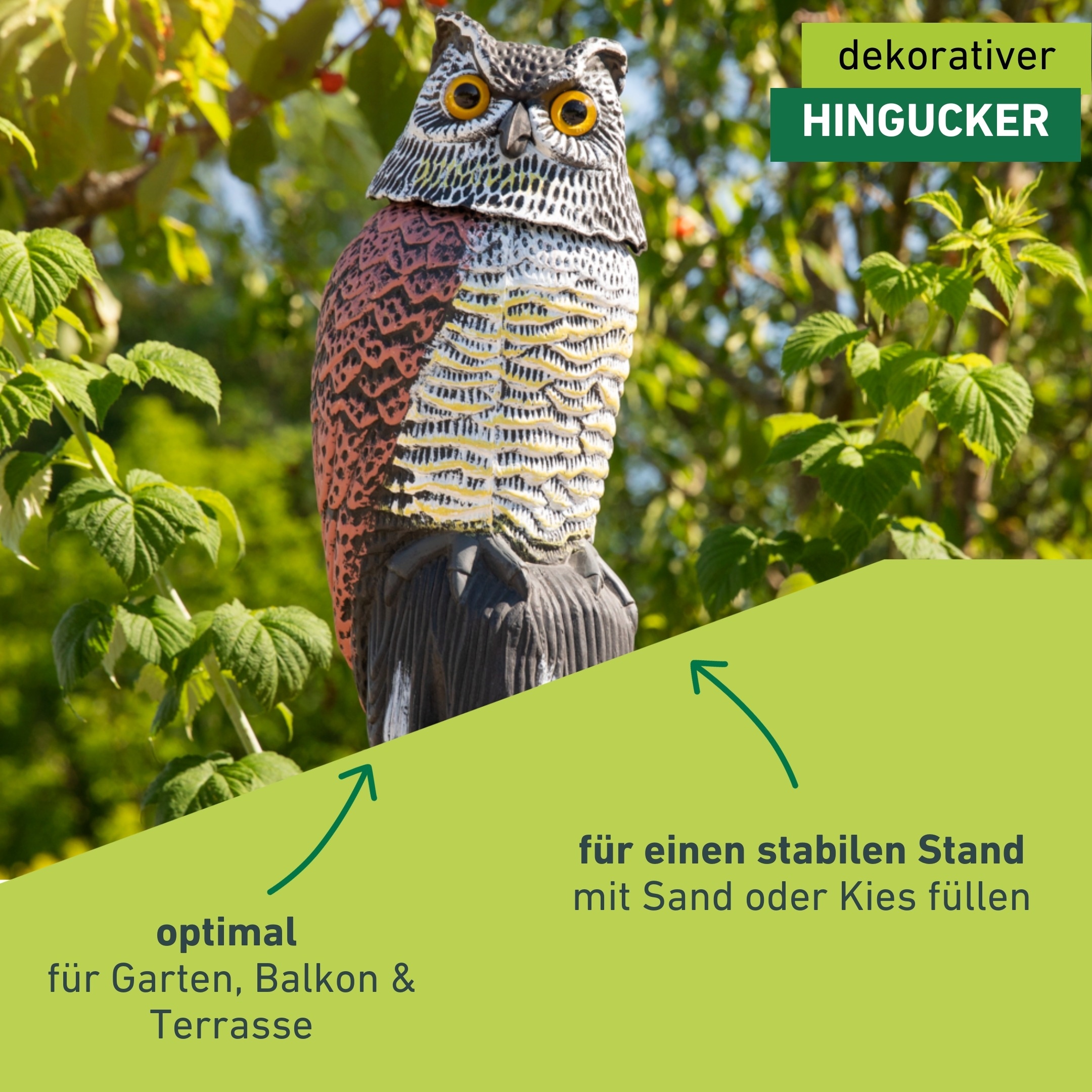 Windhager Vogelattrappe »Scary Owl 40 x 15 cm, Vogelabwehr Eule mit Wackelkopf« wetterfester Taubenschreck